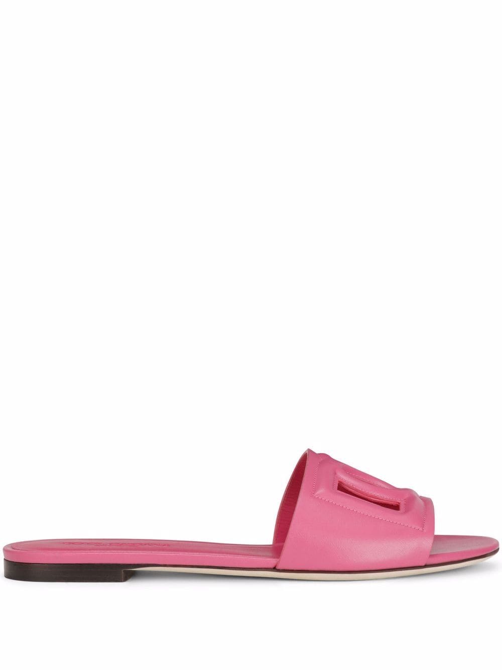 Slide in pelle di vitello e logo DG
