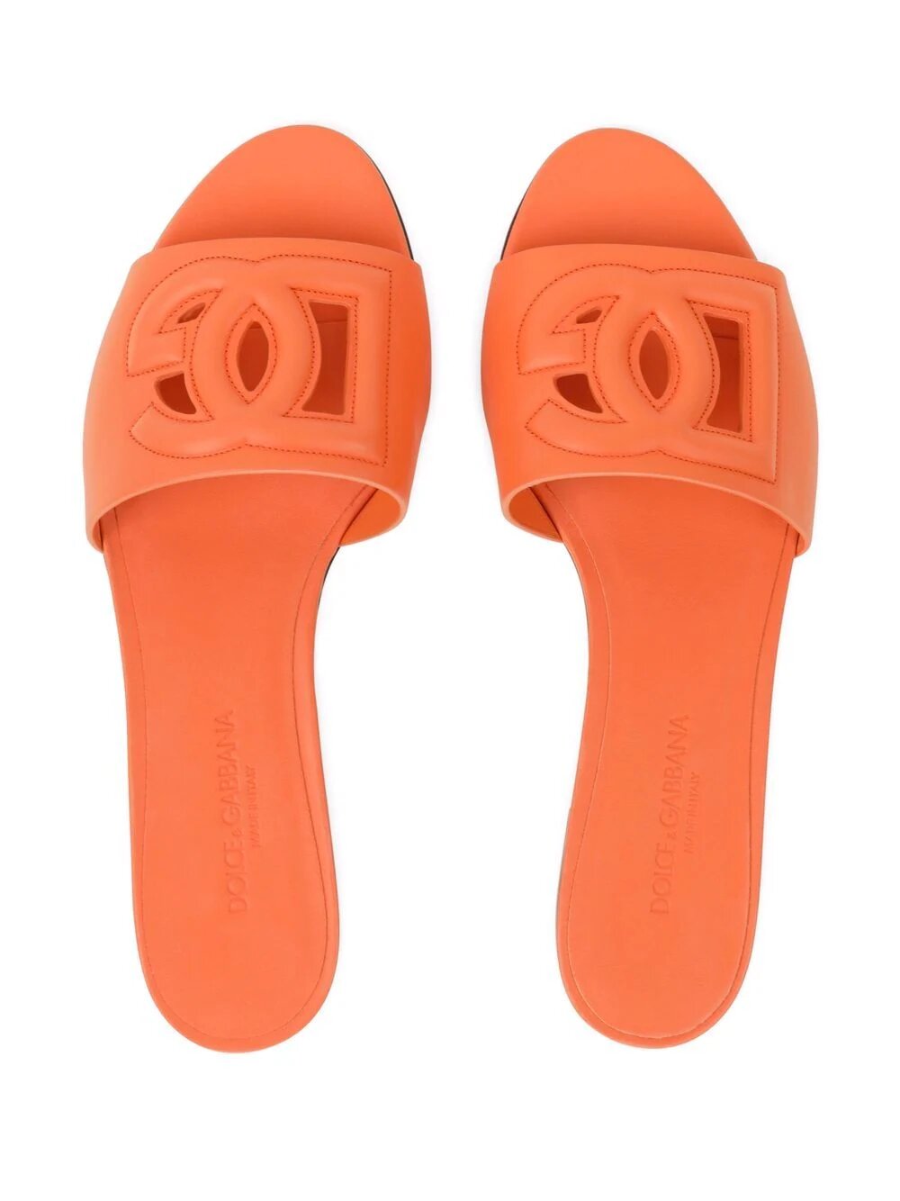 Slide in pelle di vitello e logo DG