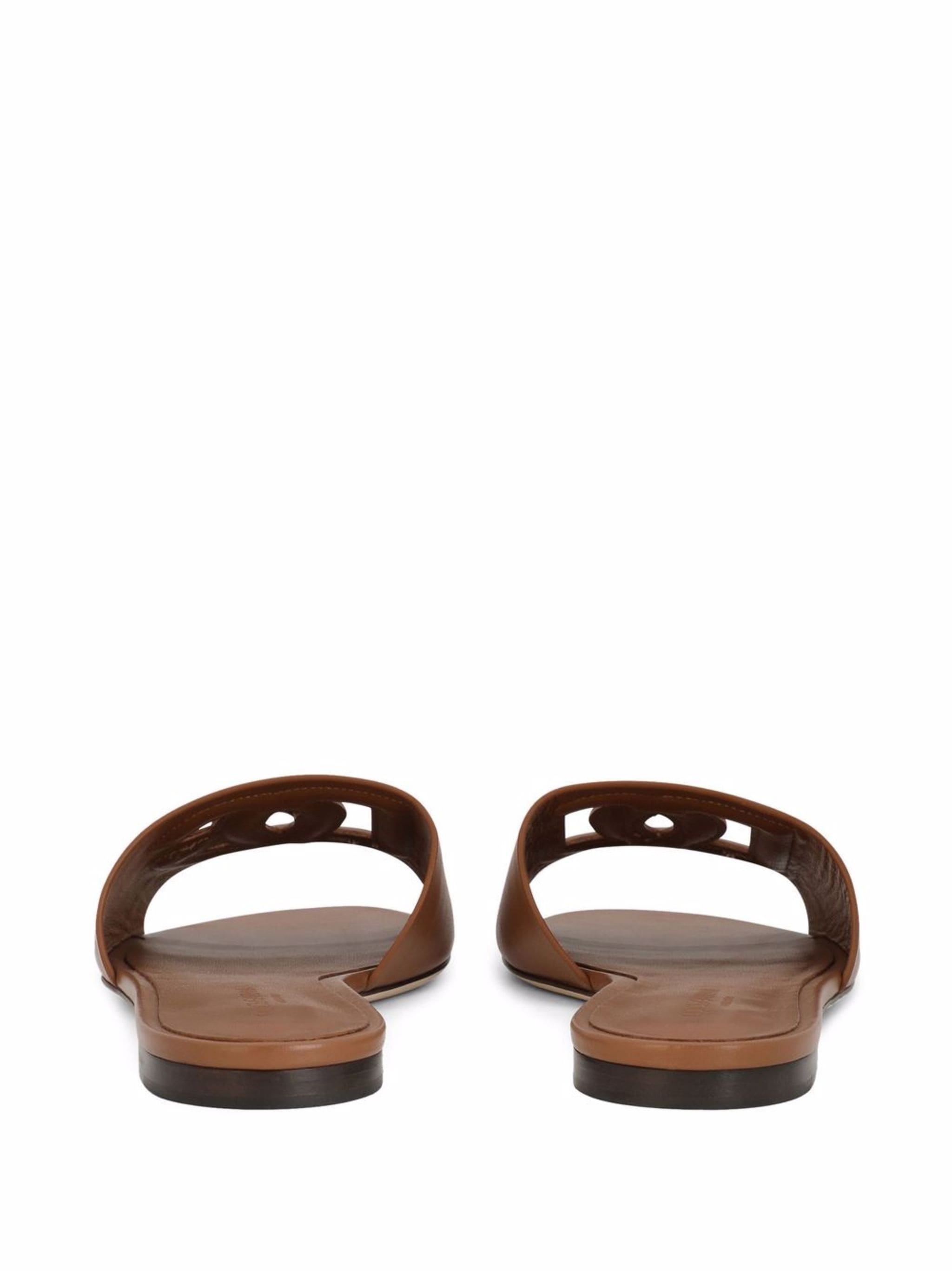 Slide in pelle di vitello e logo DG