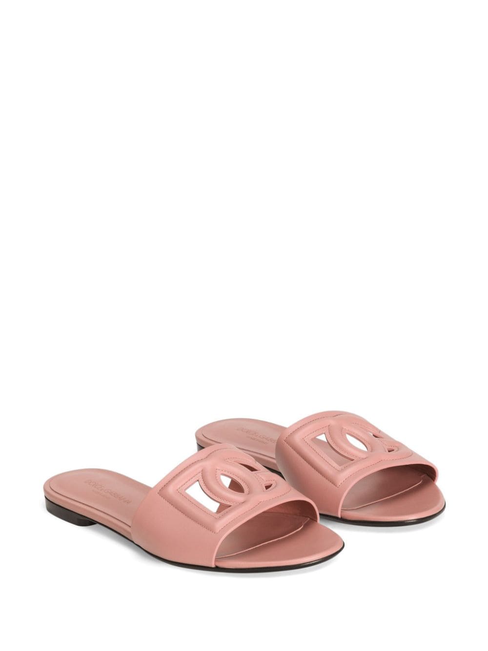 Slide in pelle di vitello e logo DG