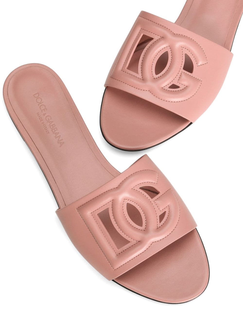 Slide in pelle di vitello e logo DG