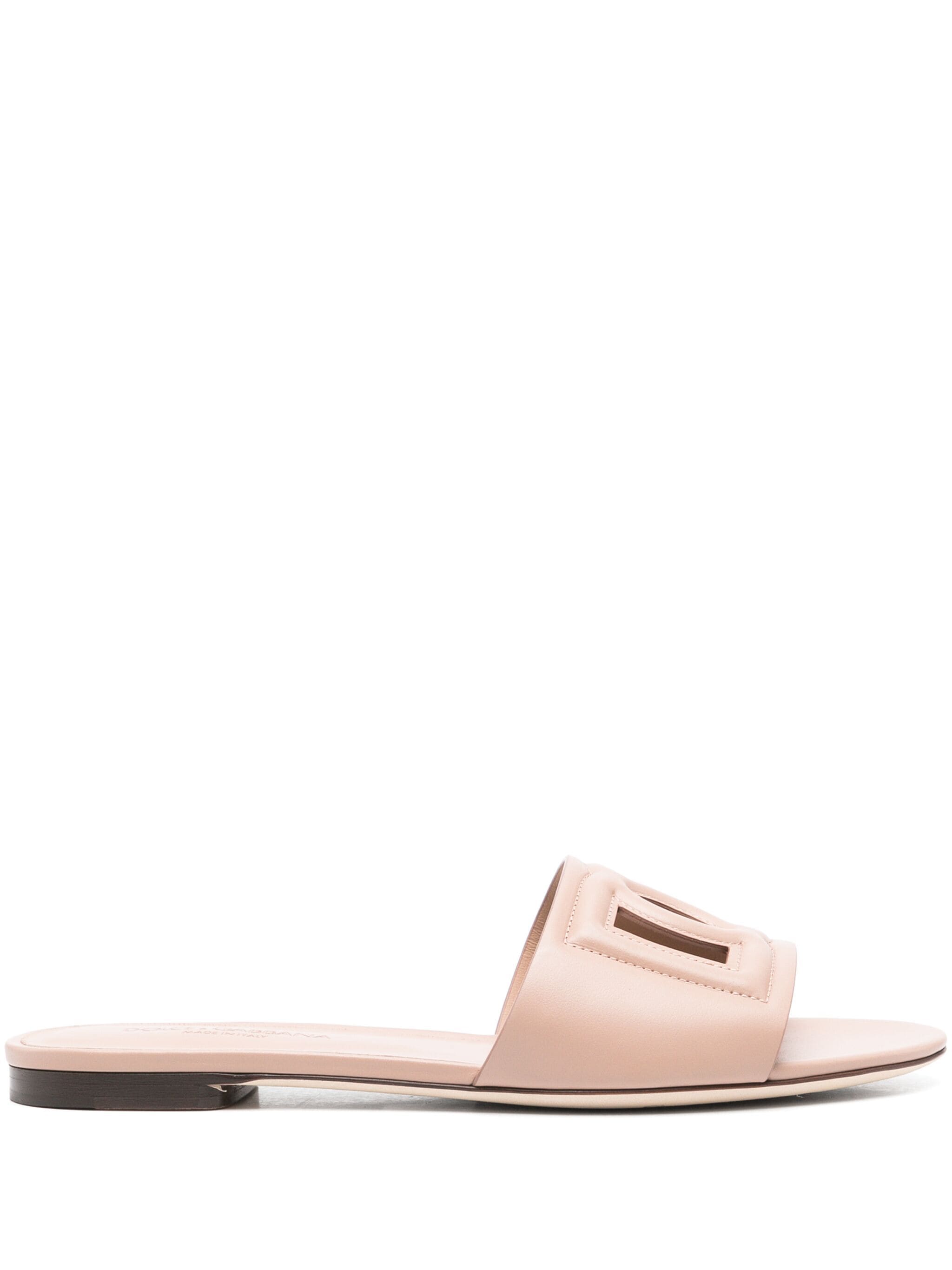Slide in pelle di vitello e logo DG