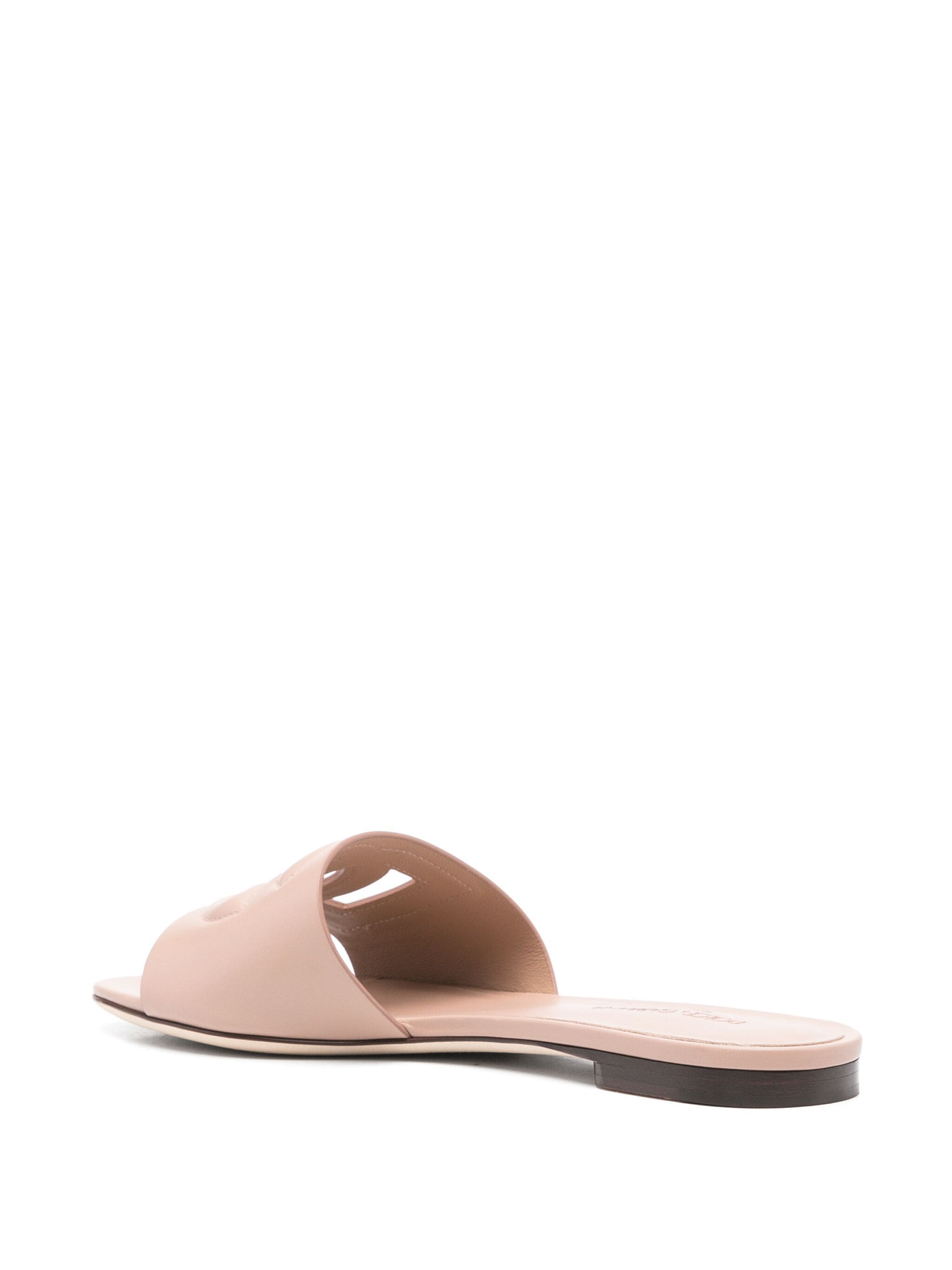Slide in pelle di vitello e logo DG