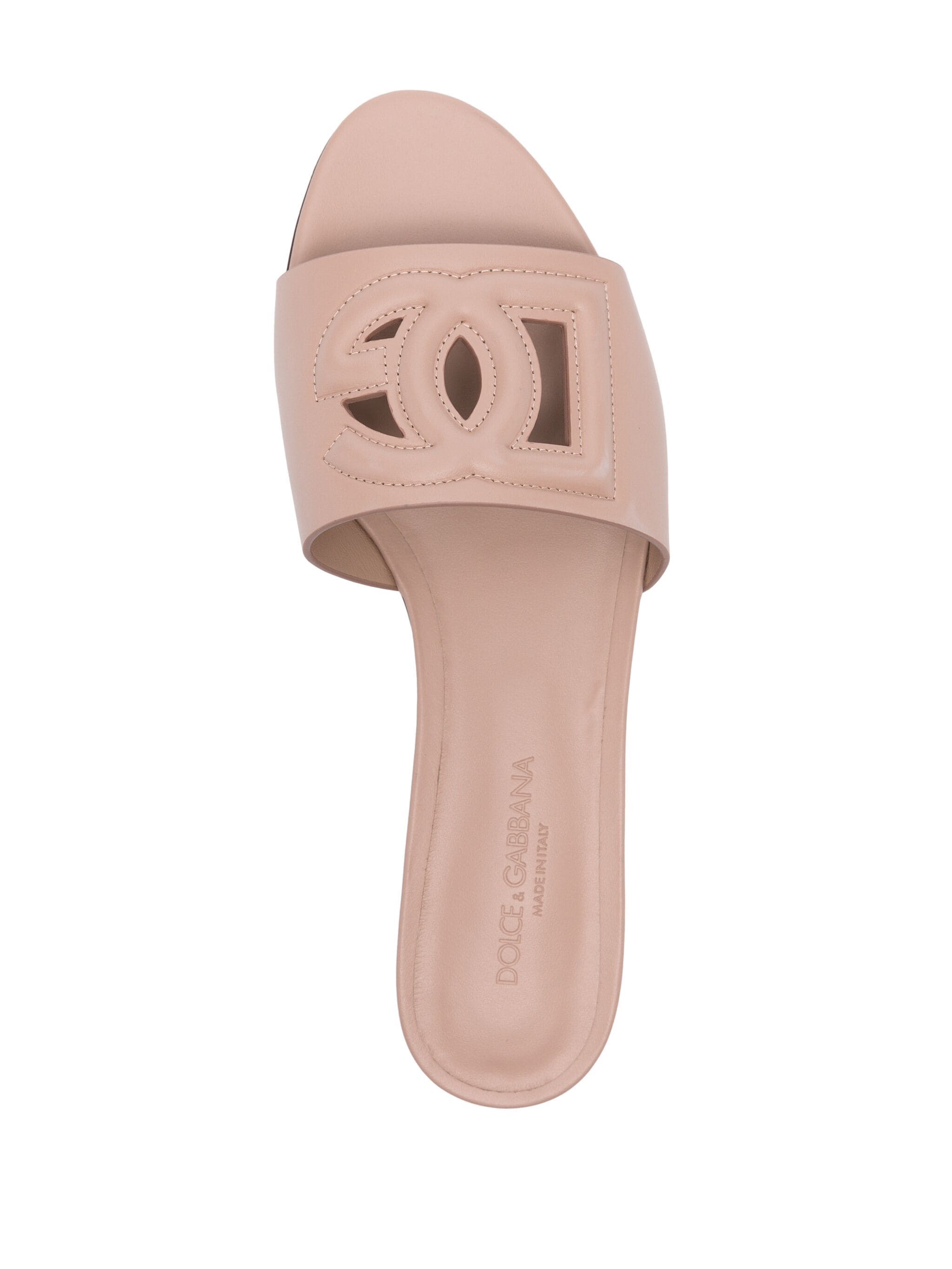 Slide in pelle di vitello e logo DG
