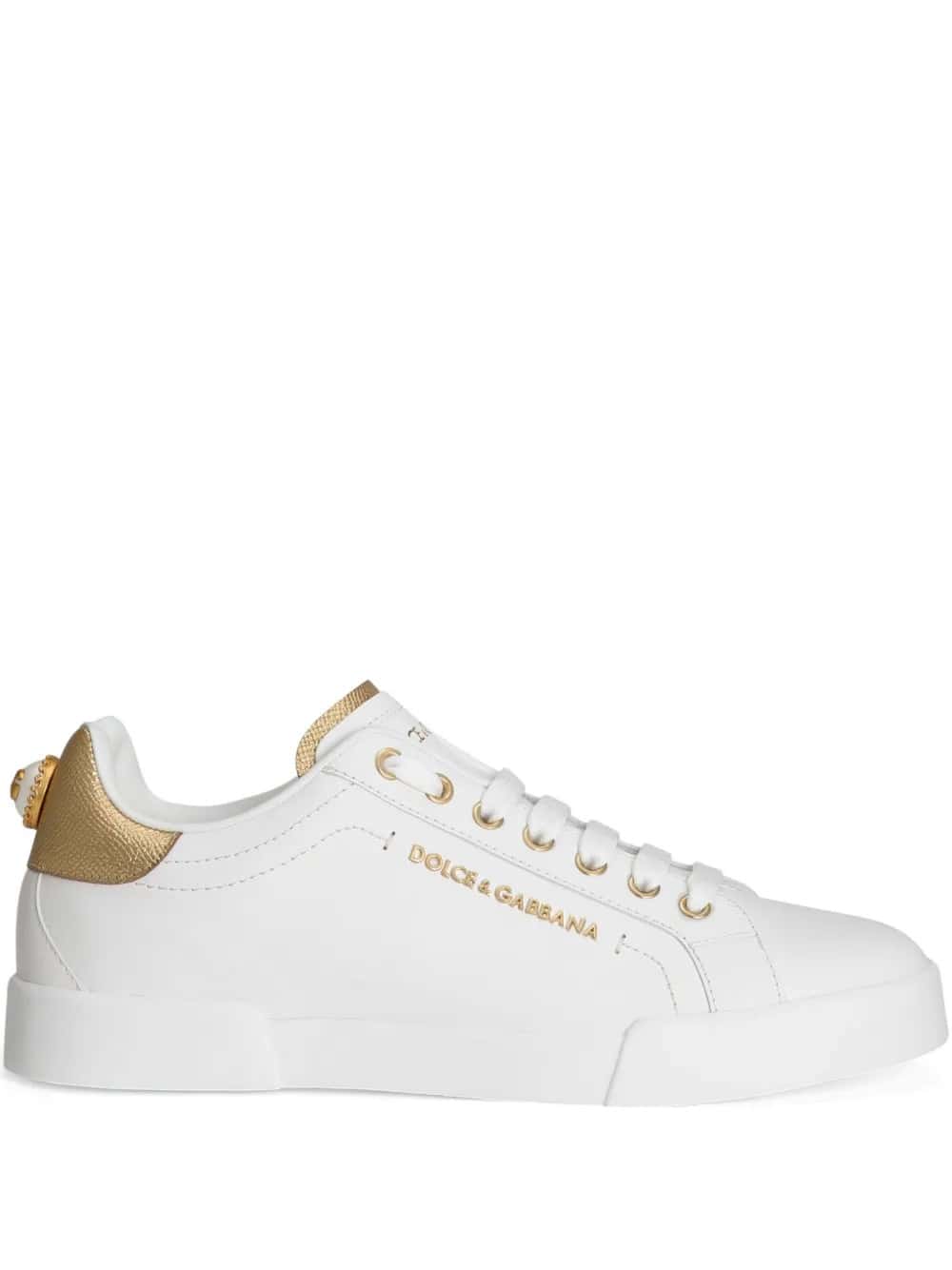 Sneakers Portofino in vitello nappato con lettering
