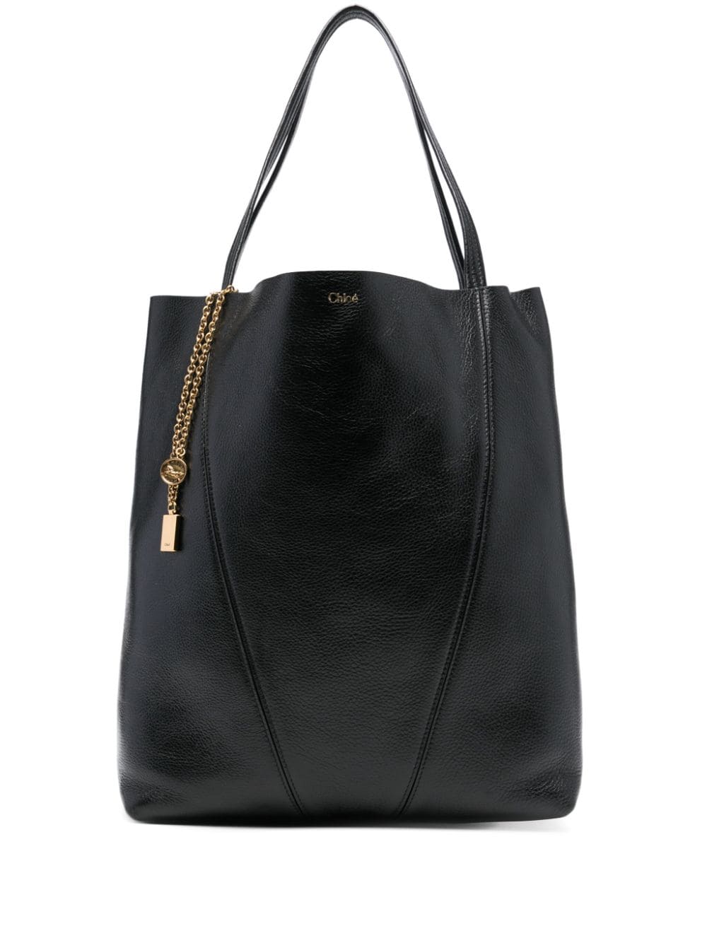 Tote bag grande Chloé Spin in pelle granata