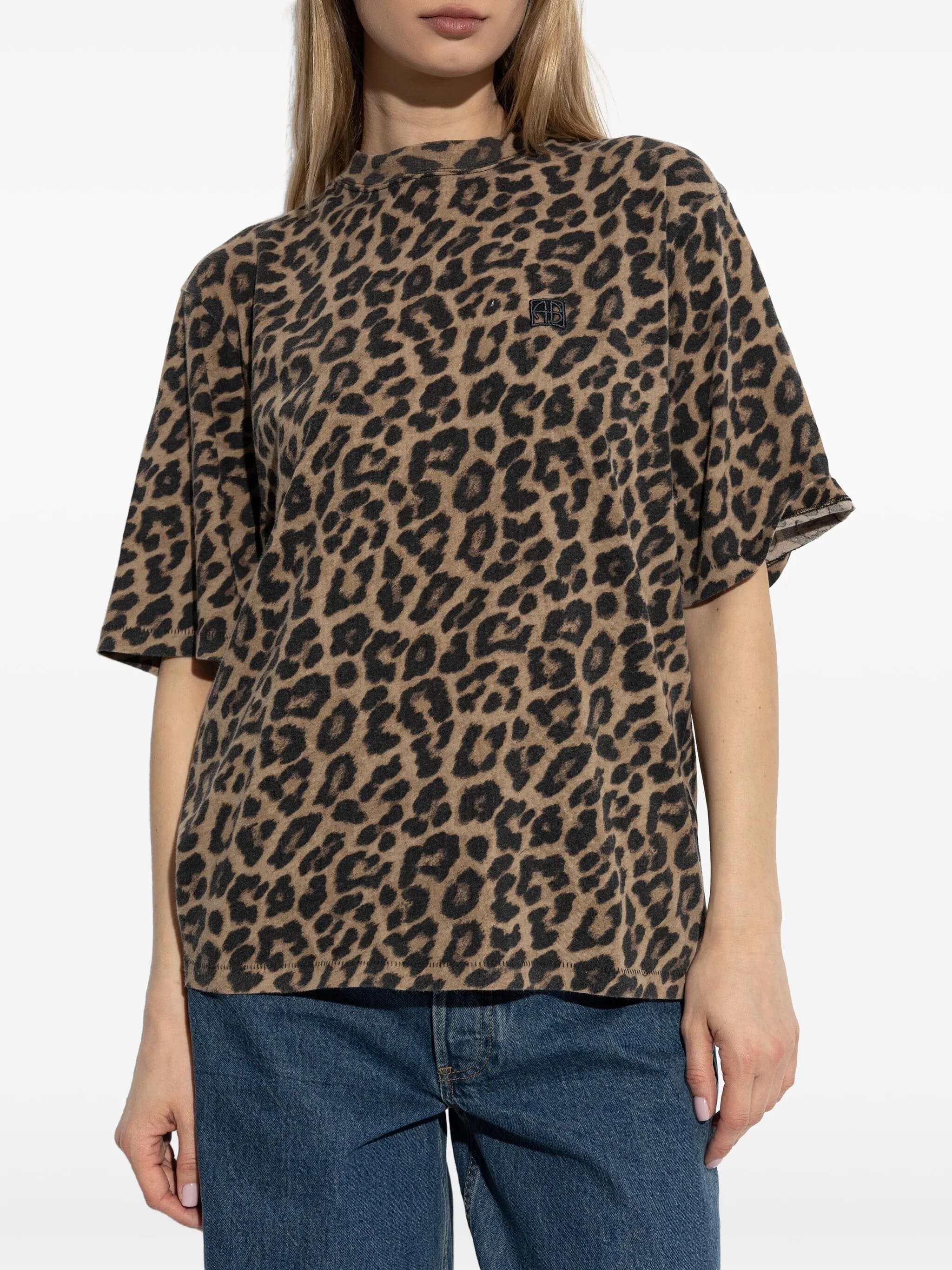 T-SHIRT AVI Black and Brown Leopard