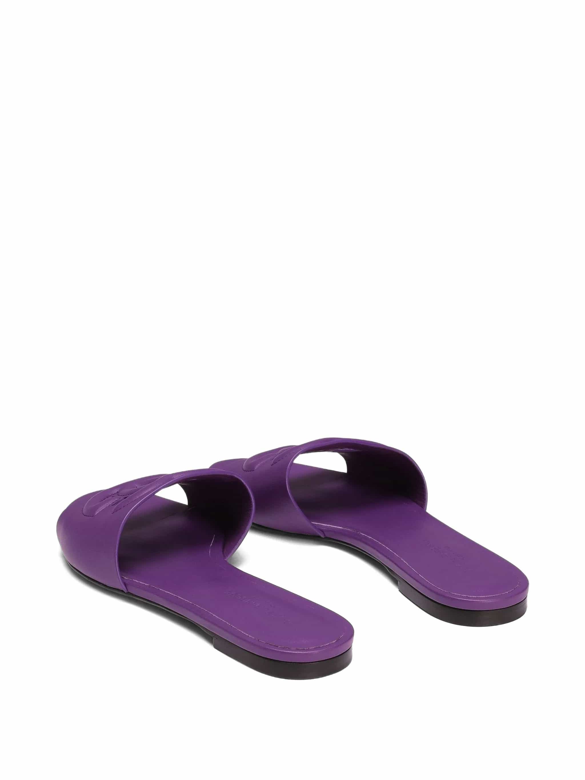 Slide in pelle di vitello e logo DG