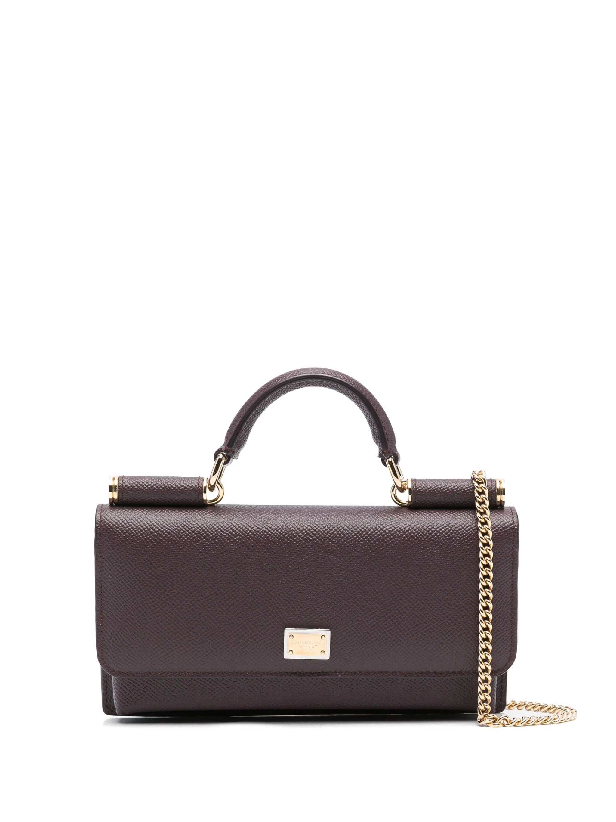 Mini bag in Dauphine print calfskin - mosto