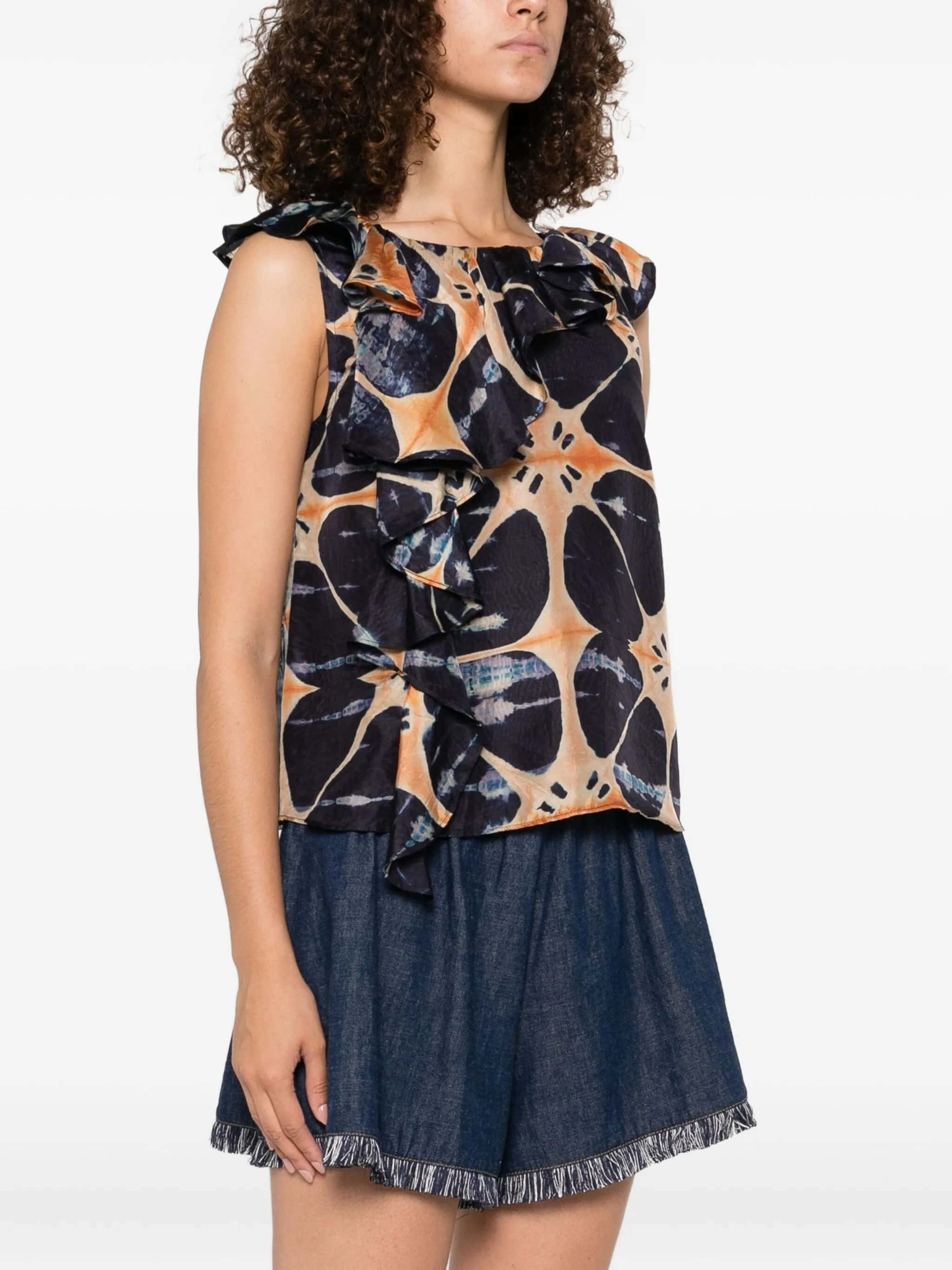 Blusa in seta a fiori
