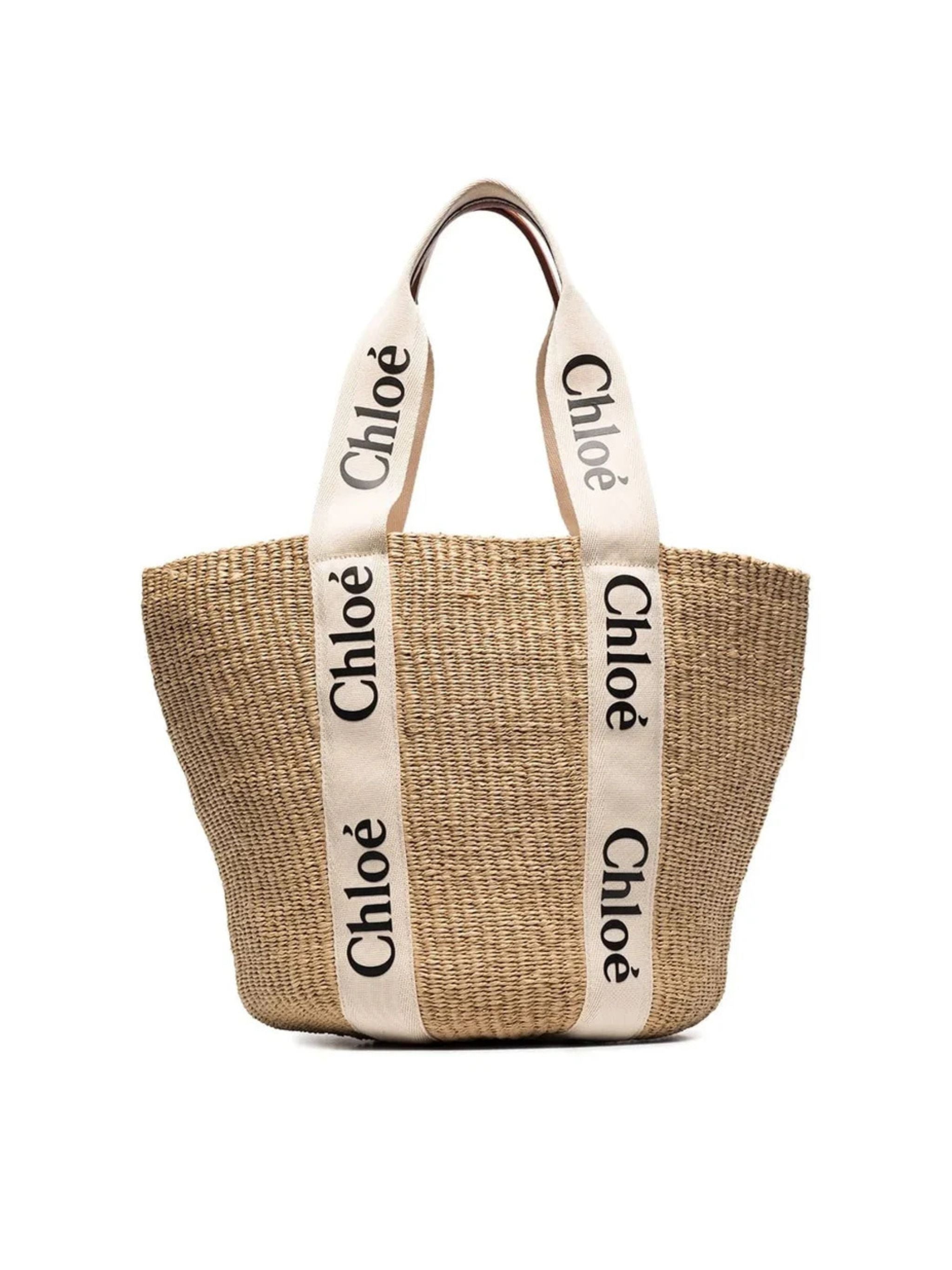 Large Woody basket bag in natural fibers