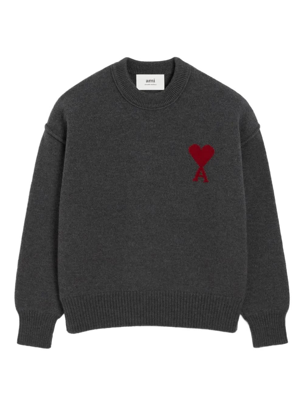 Maglione girocollo Ami de Cœur in lana grigia