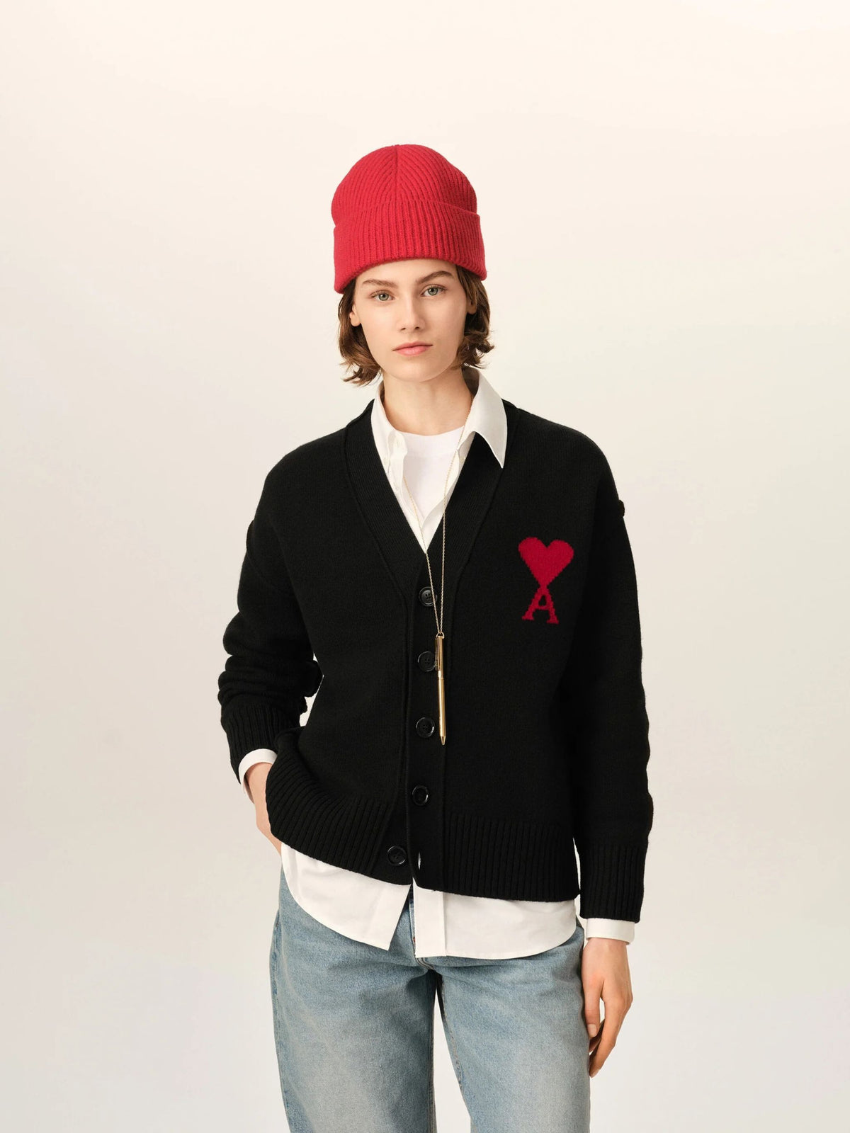 Cardigan Ami de Cœur in lana nero