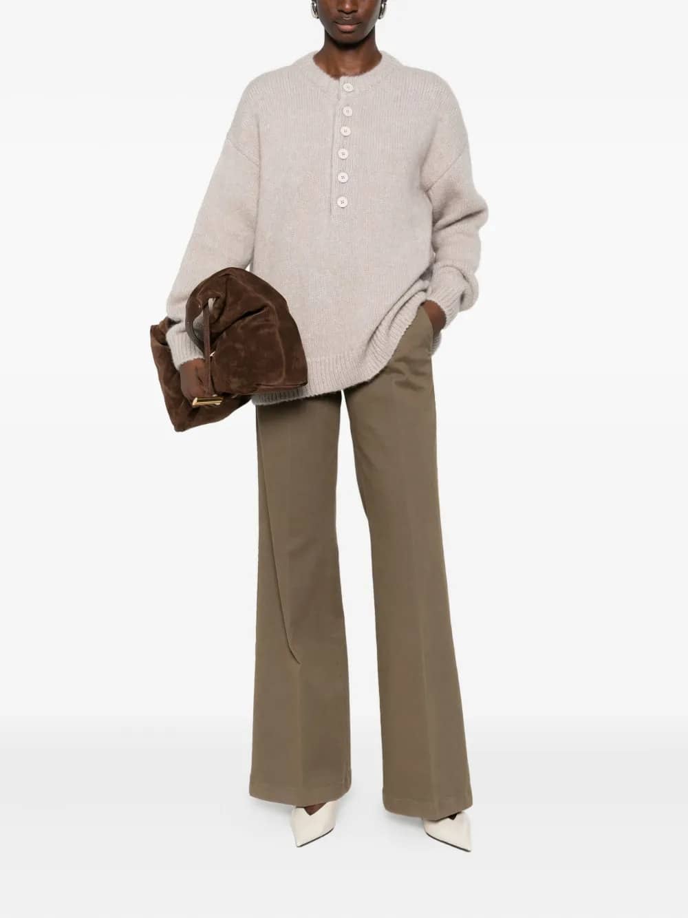PANTALONI DRITTI IN COTONE TINTO IN CAPO