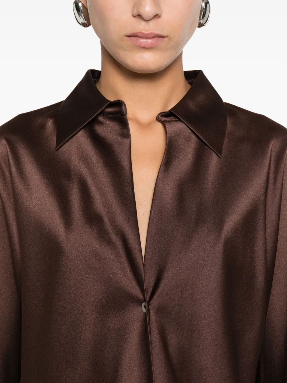 Camicia in raso a maniche lunghe