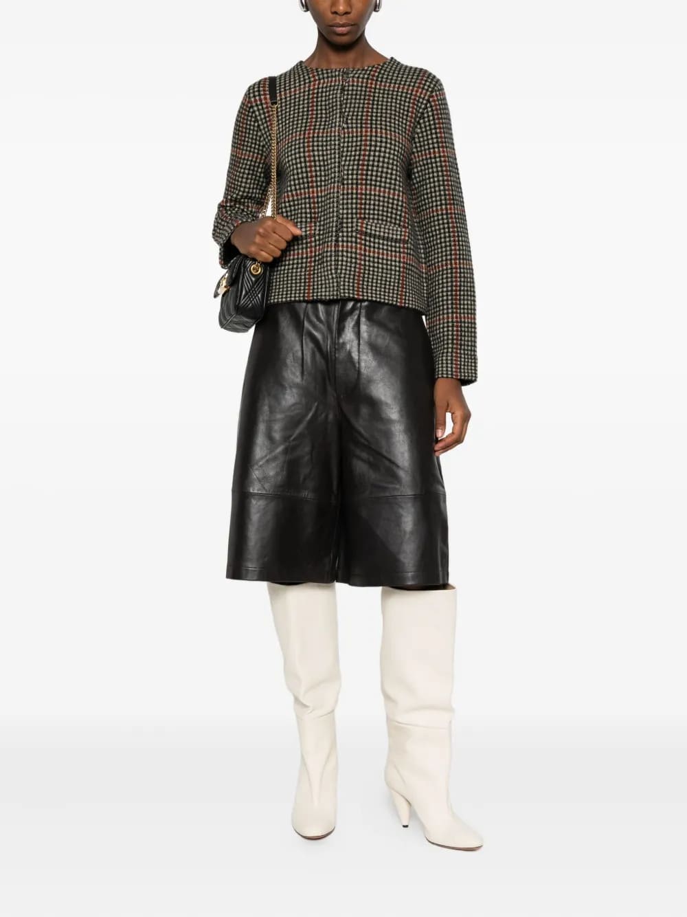 INTARSIA PLAID JACKET
