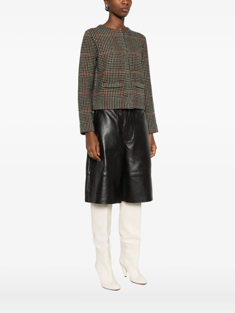 INTARSIA PLAID JACKET