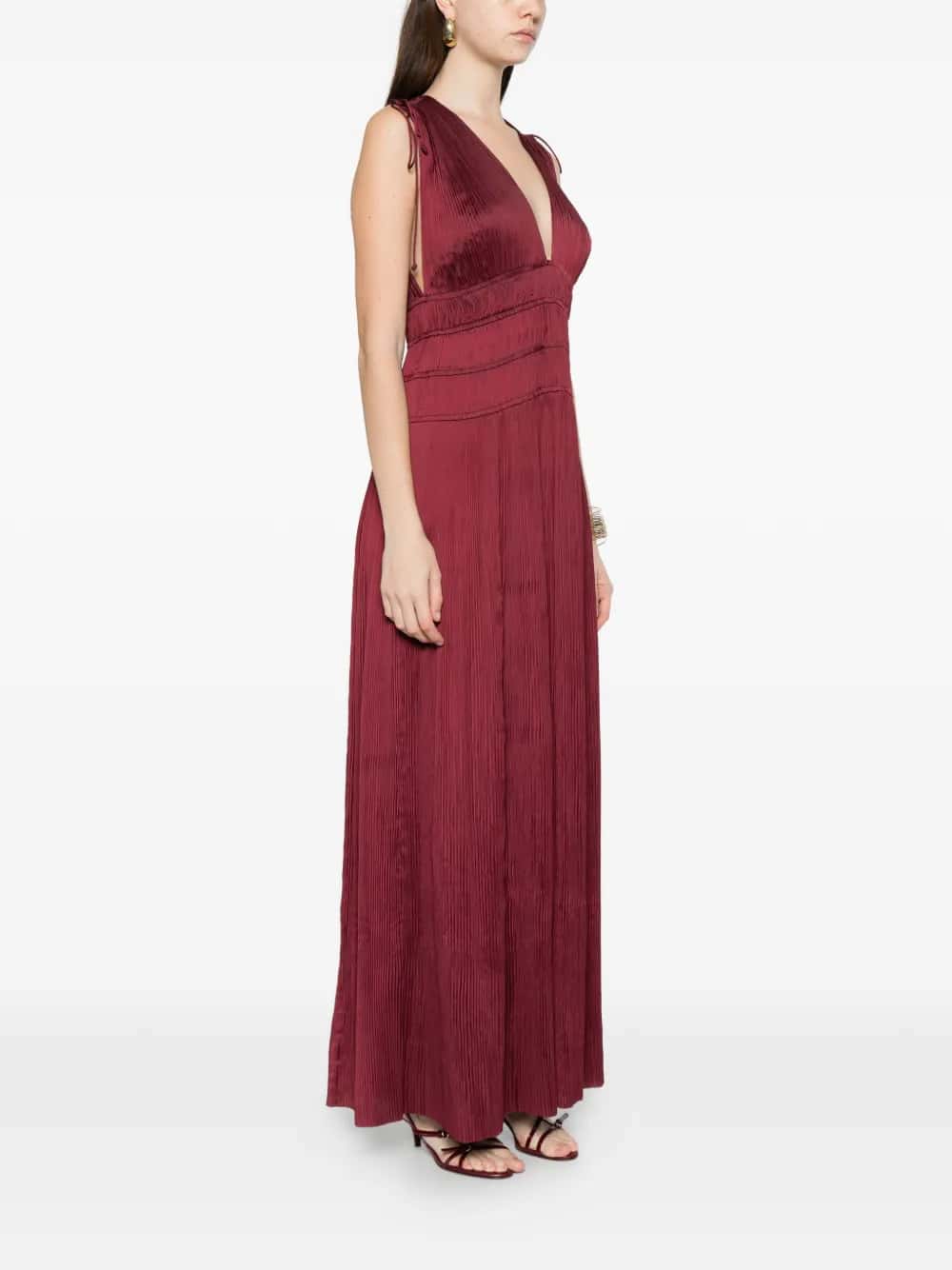 ABITO TASNEEM DEEP V GOWN - CLARET