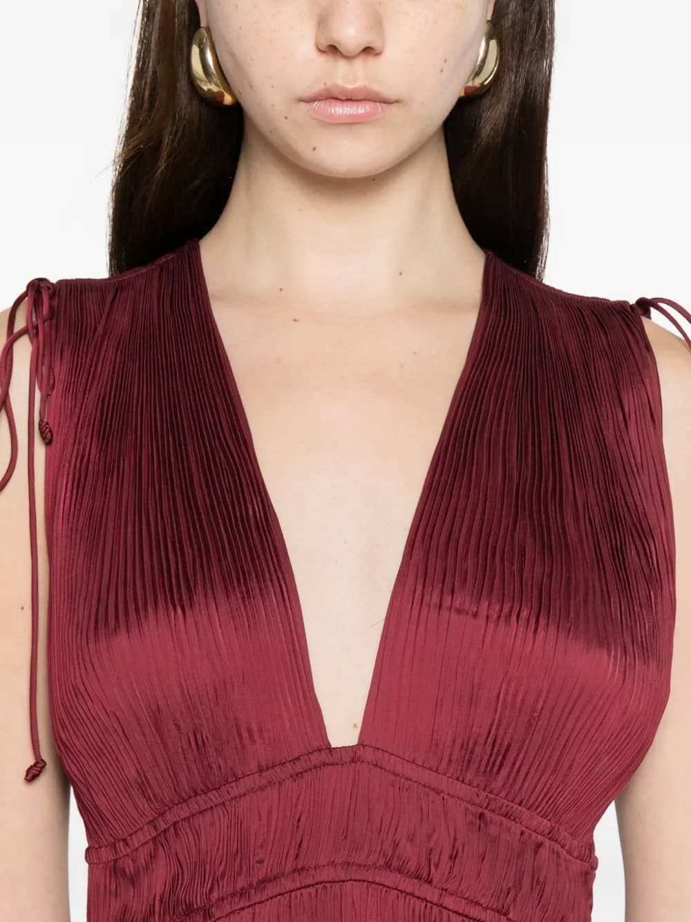 ABITO TASNEEM DEEP V GOWN - CLARET