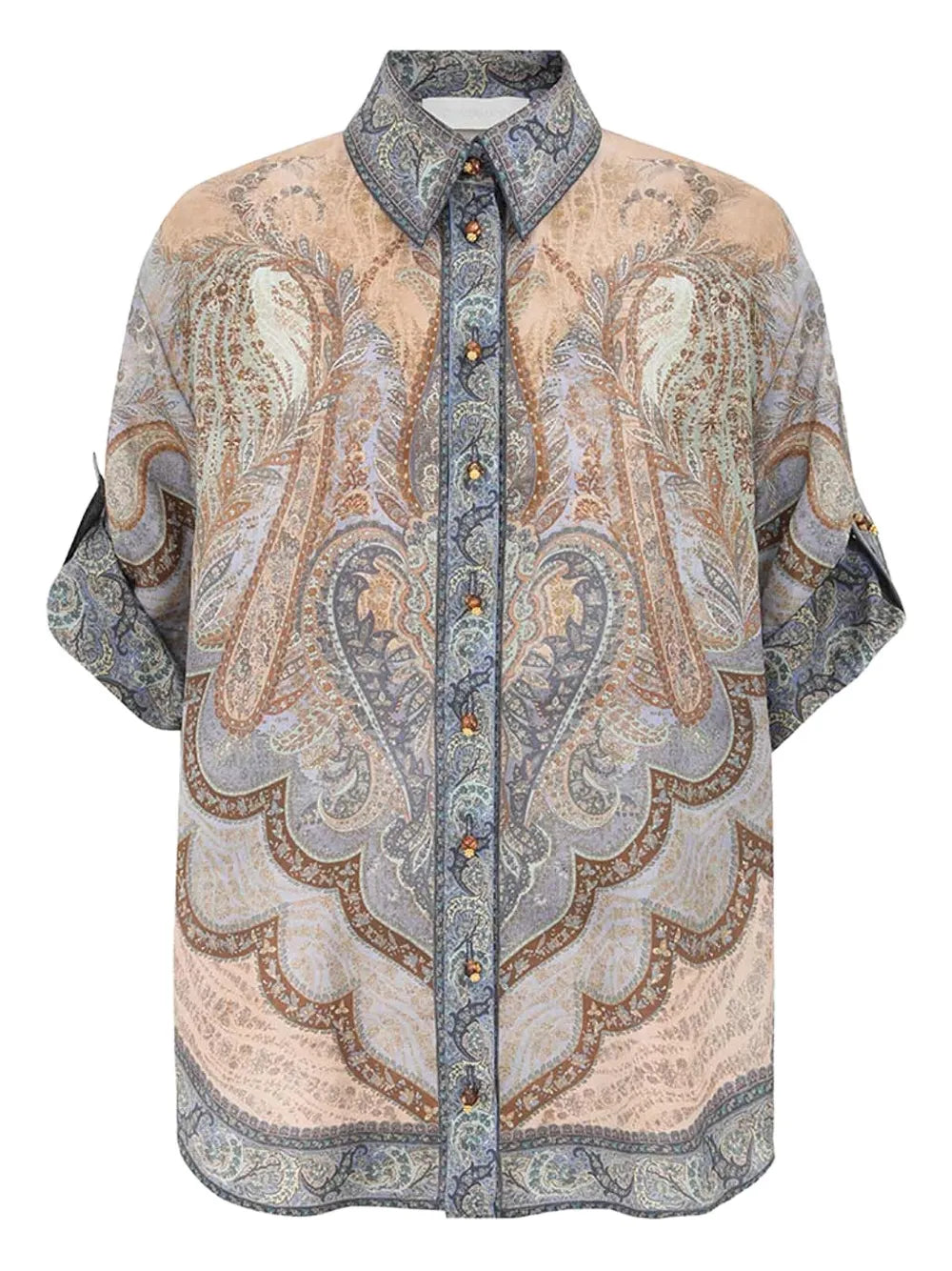 Camicia a Maniche Corte Zimmermann Wanderlust – Tapestry Blue Multi
