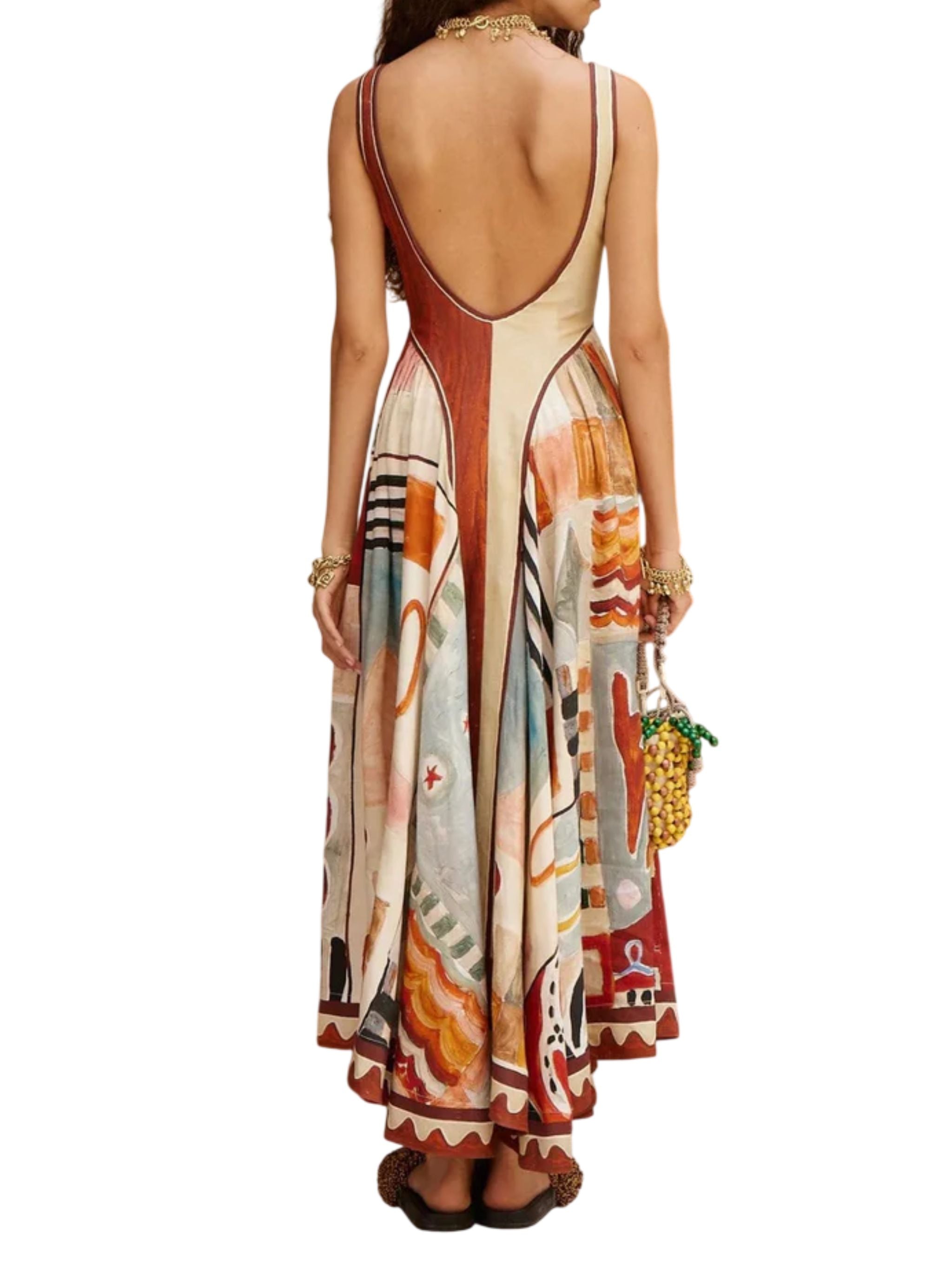 Abito Midi Michelle con Scollo Quadrato ALÉMAIS – Misto Lino