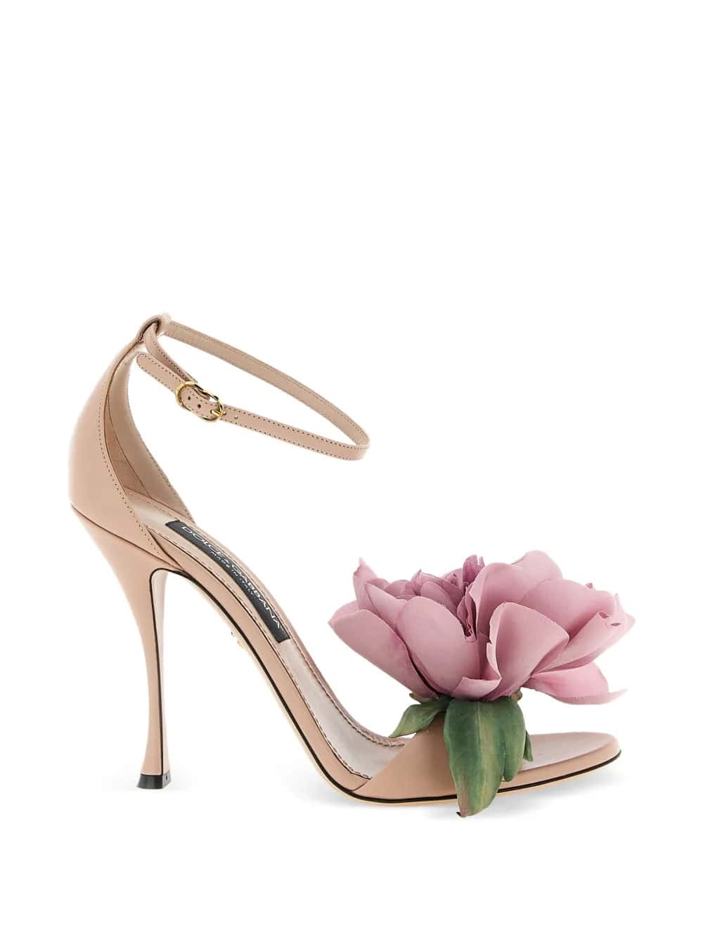 Sandalo keira in pelle con applicazione floreale