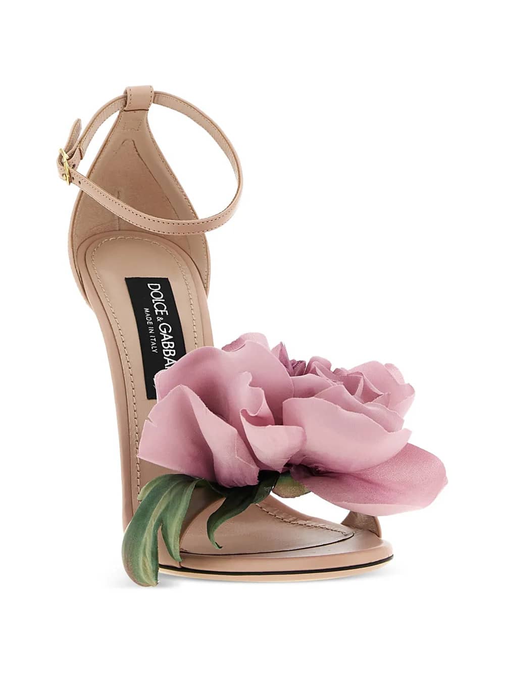 Sandalo keira in pelle con applicazione floreale