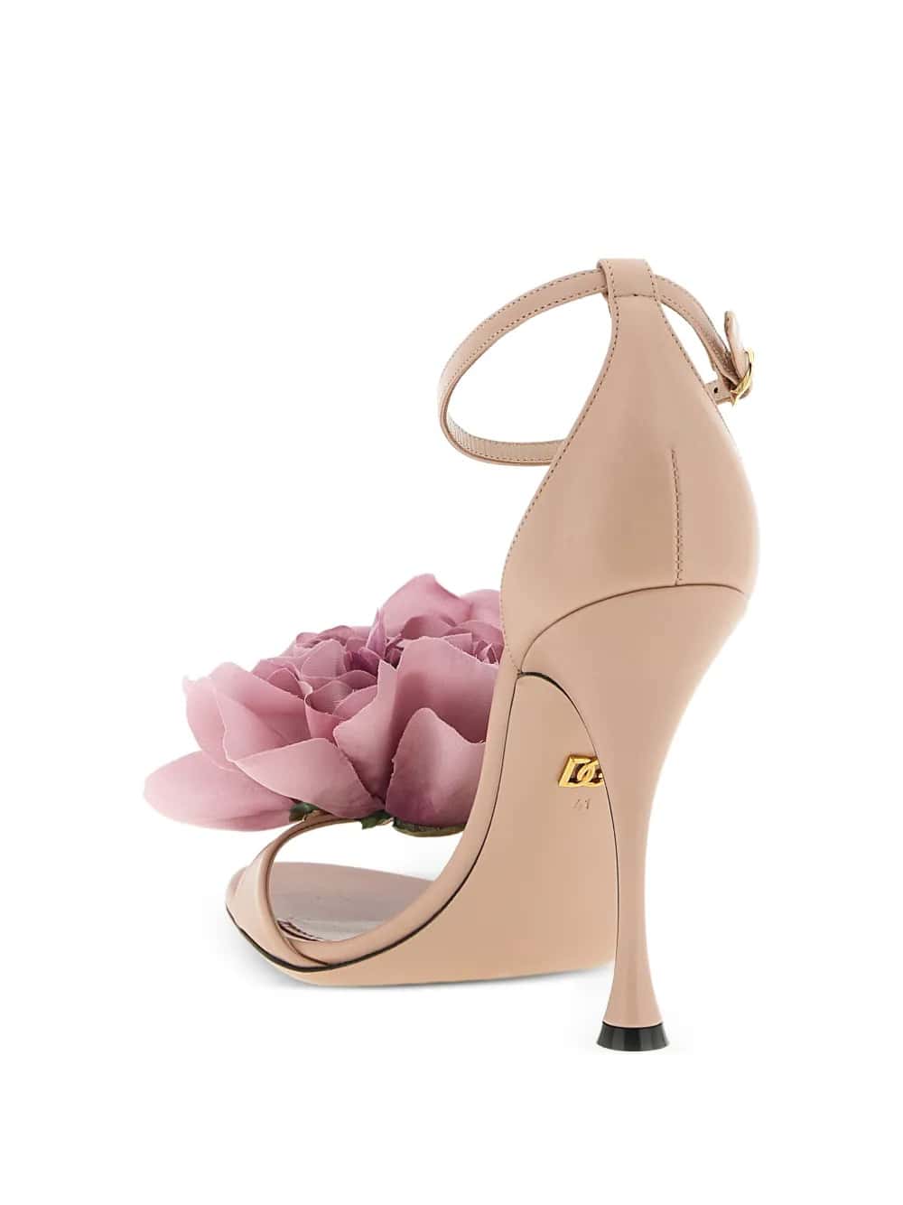 Sandalo keira in pelle con applicazione floreale