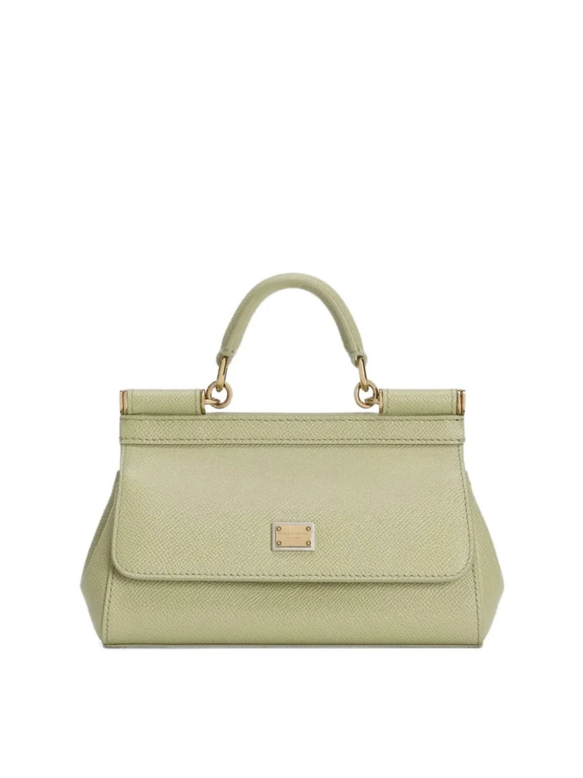 Borsa a mano Sicily mini in pelle di vitello dauphine Salvia