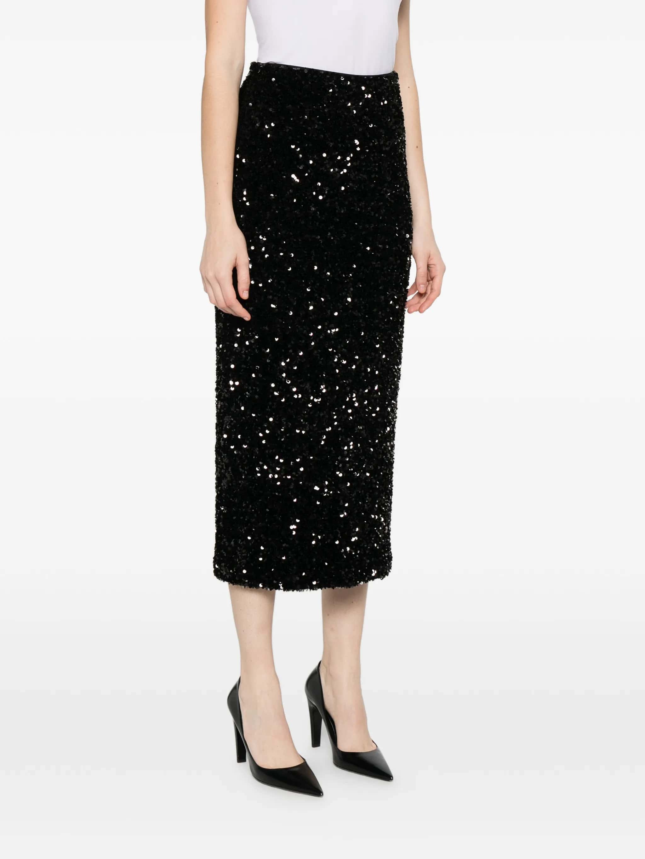 Gonna a colonna in velluto con paillettes