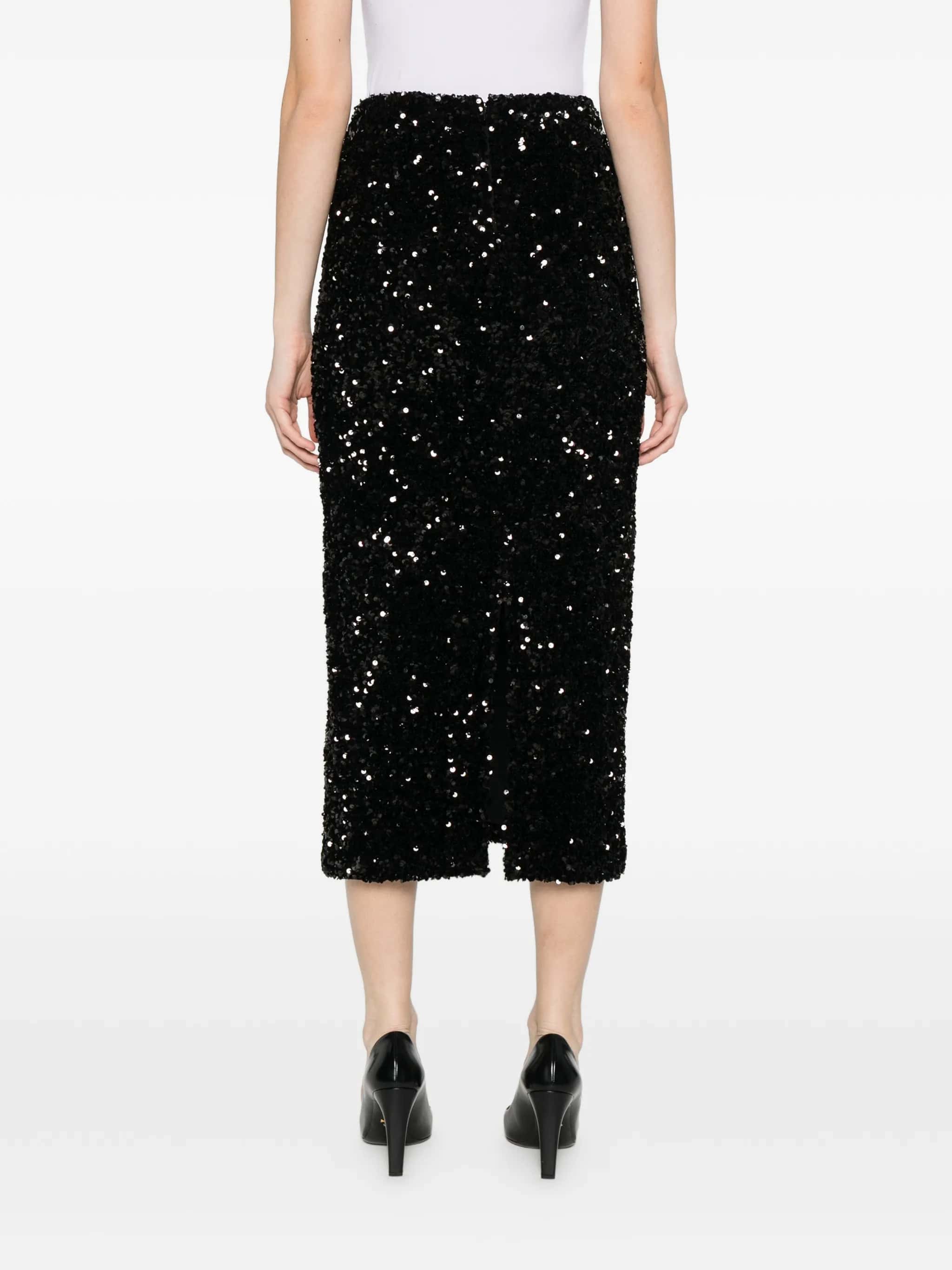 Gonna a colonna in velluto con paillettes