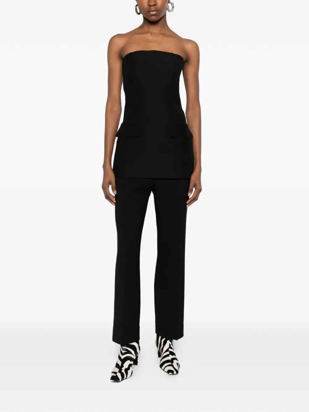STRAPLESS CREPE POCKET TOP