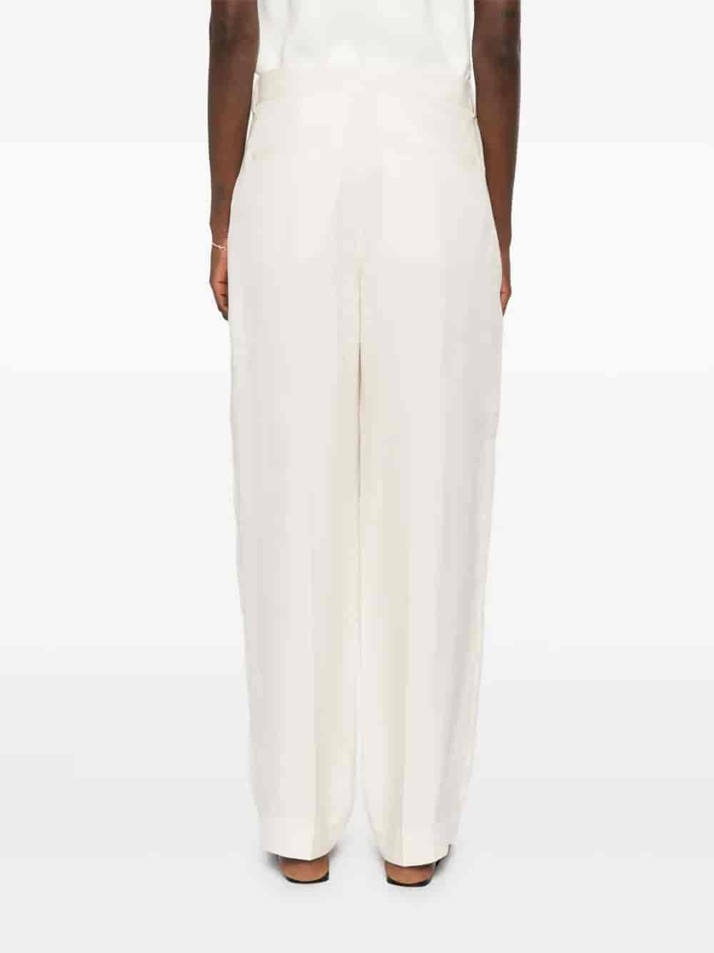 Pantaloni a Gamba Dritta in Viscosa – Ecru