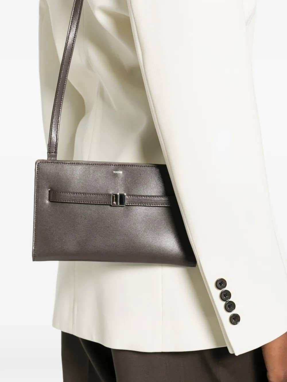 Borsa a tracolla in pelle con cintura marrone