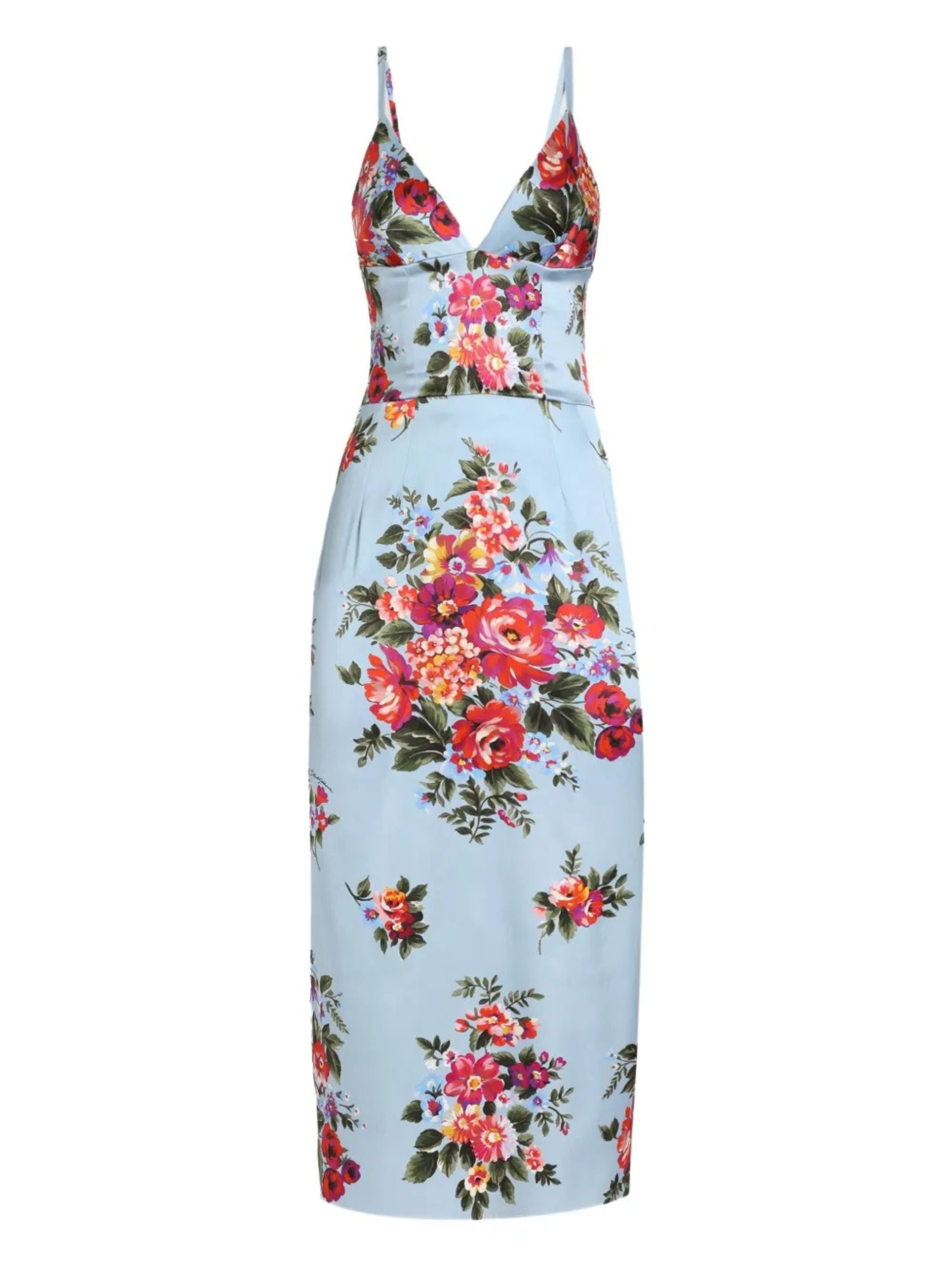 Abito midi a fiori con scollo a V