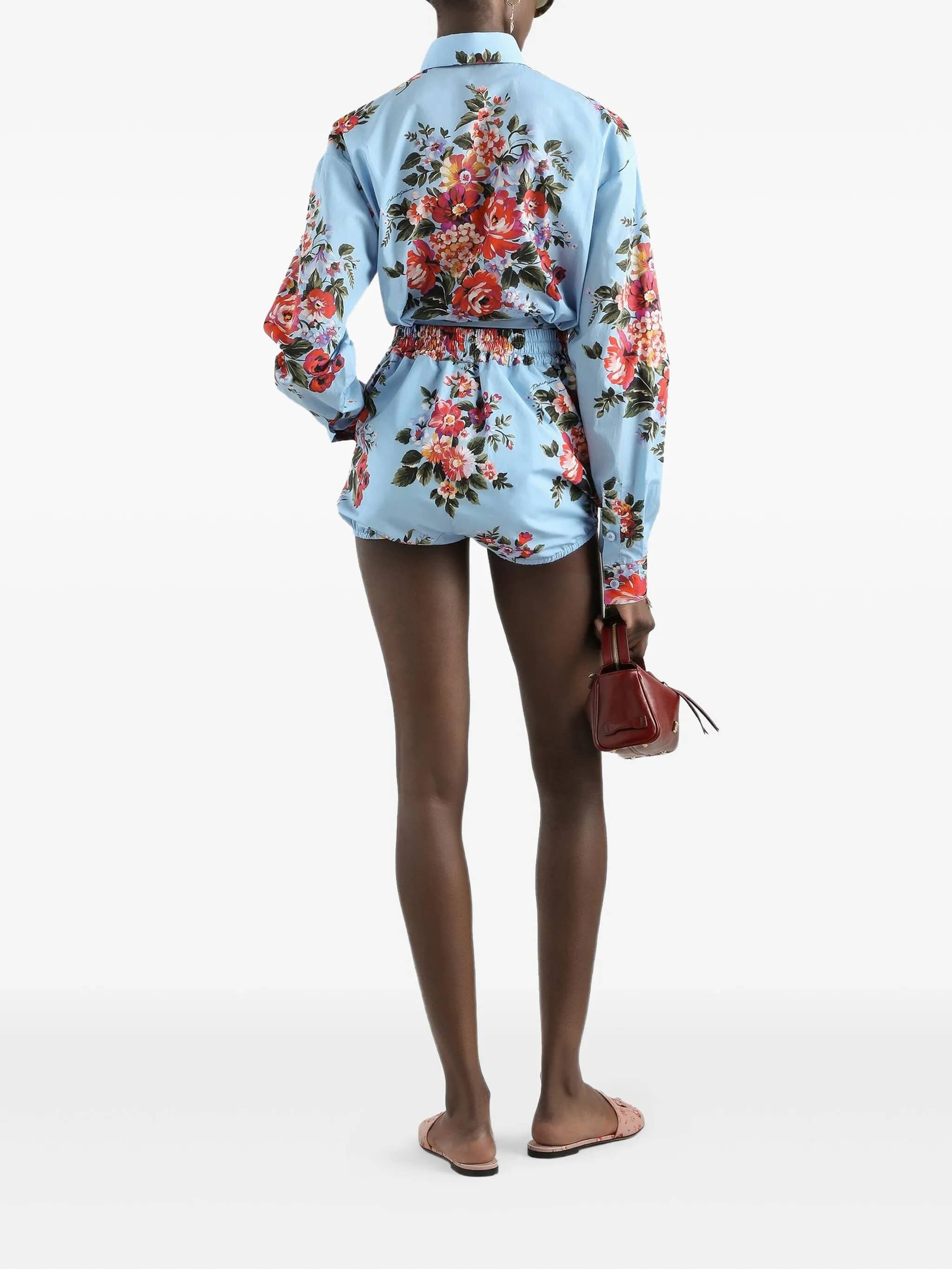 Camicia in cotone stampa mazzo di fiori