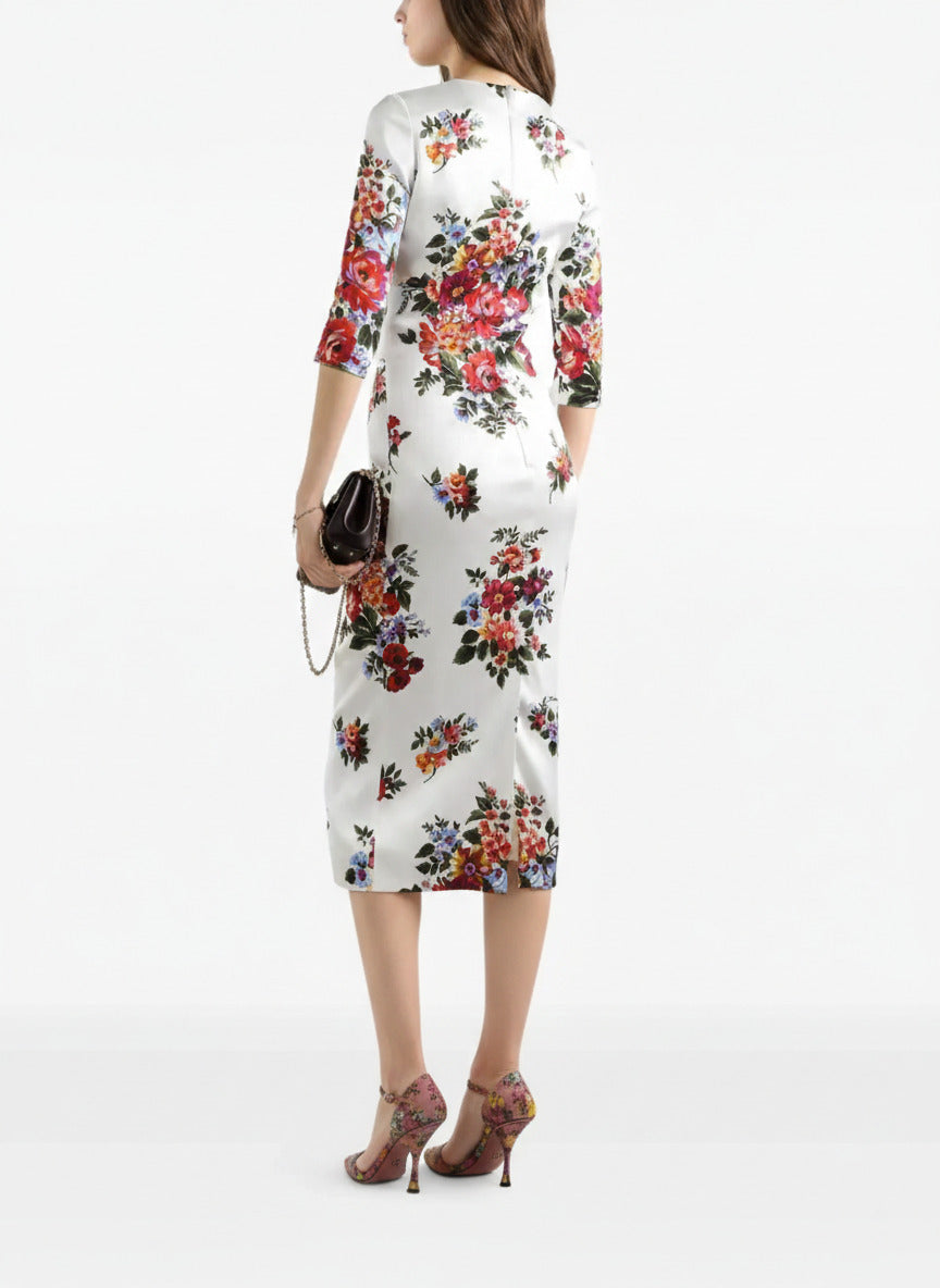 Abito midi con stampa floreale