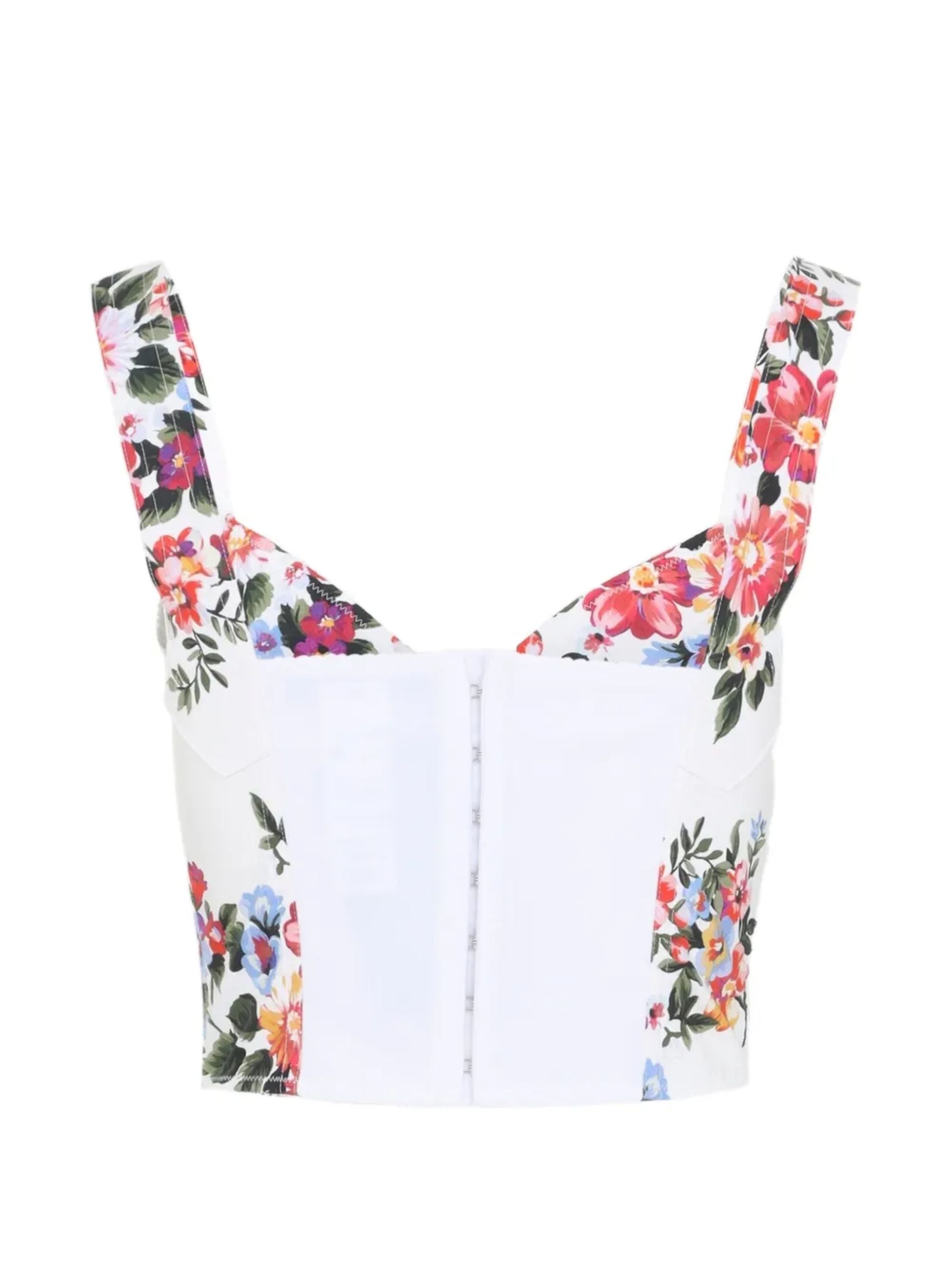 Top bustier in cotone con motivo floreale
