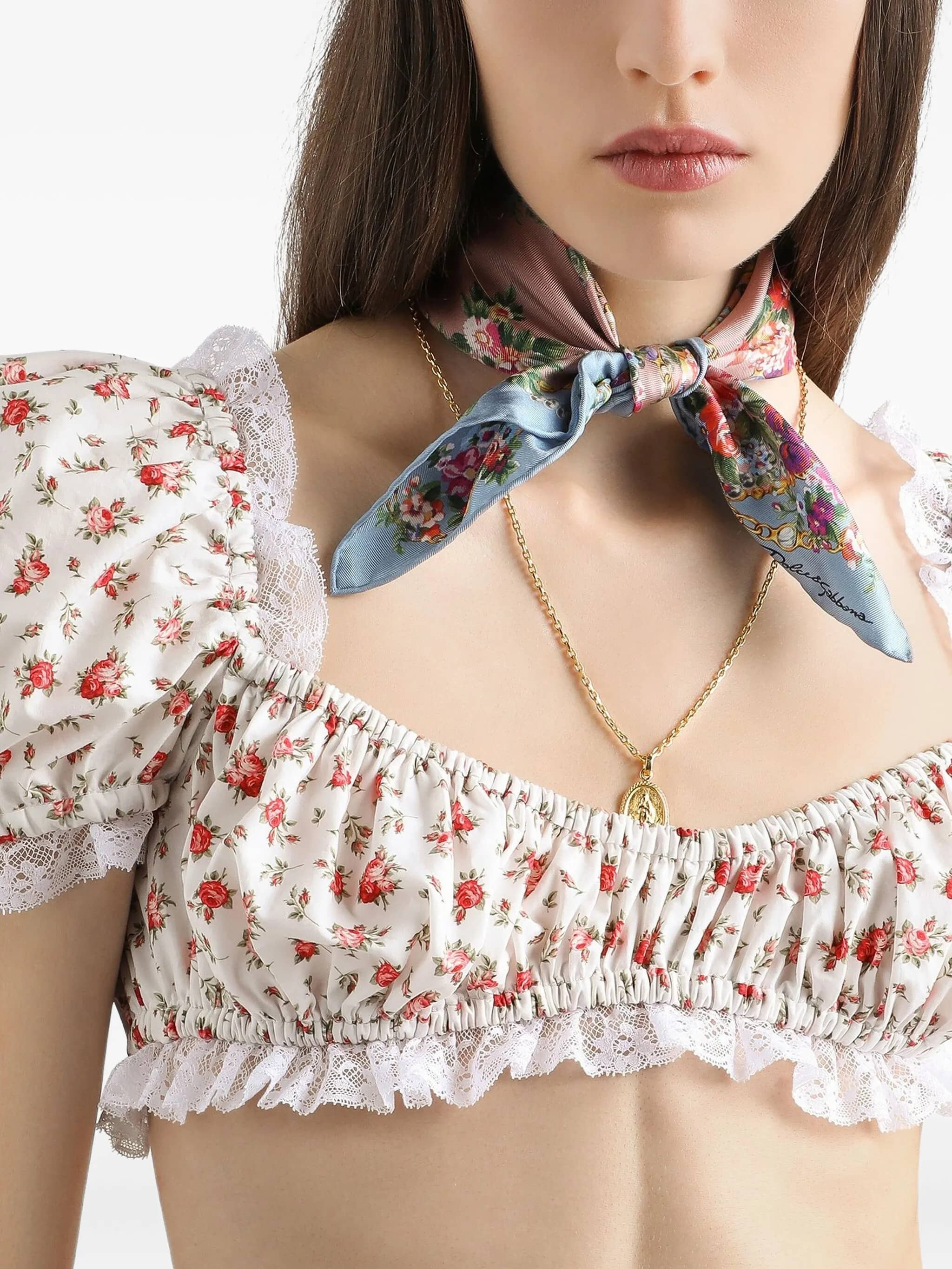 Top in popeline stampa roselline