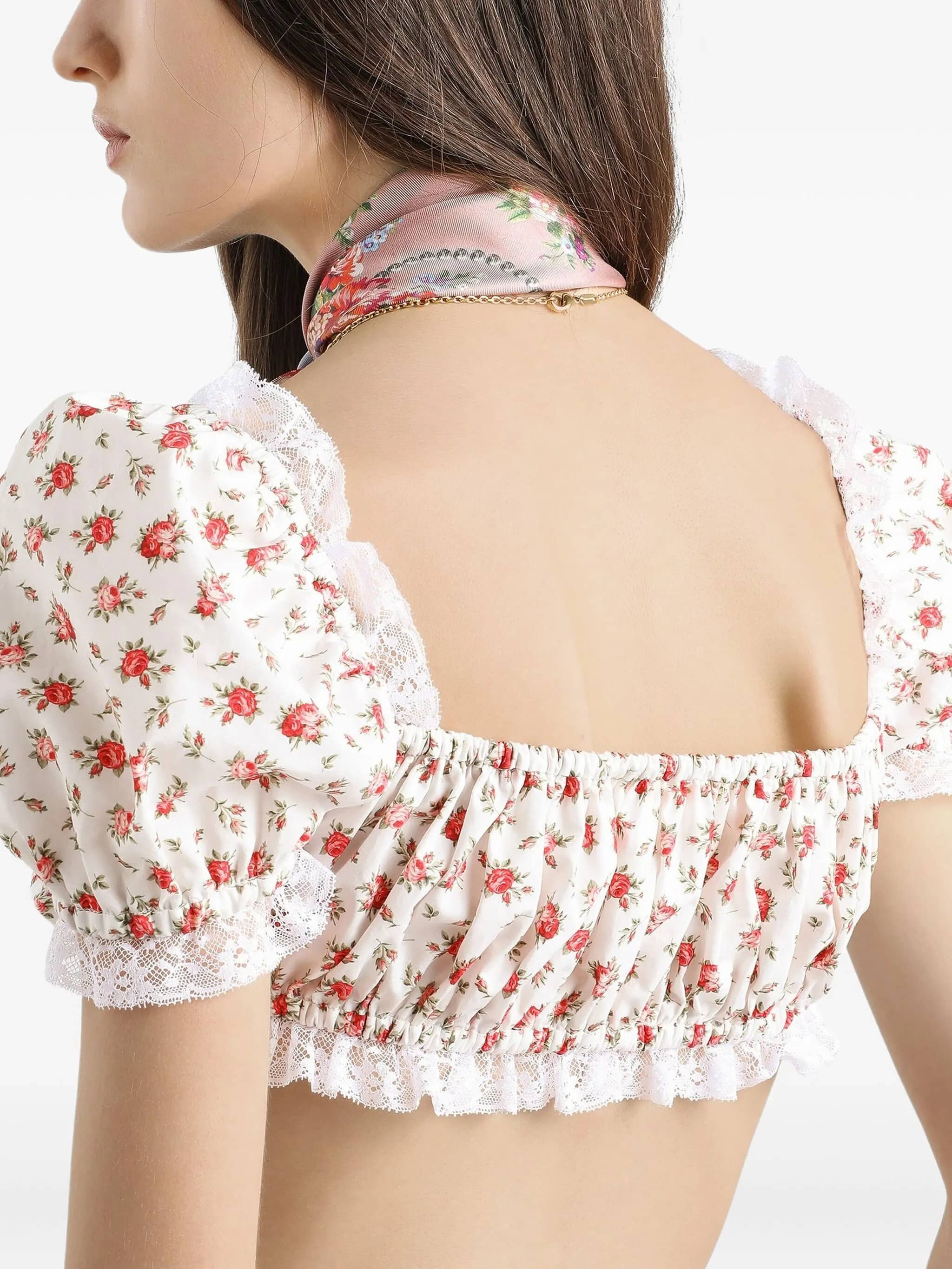 Top in popeline stampa roselline