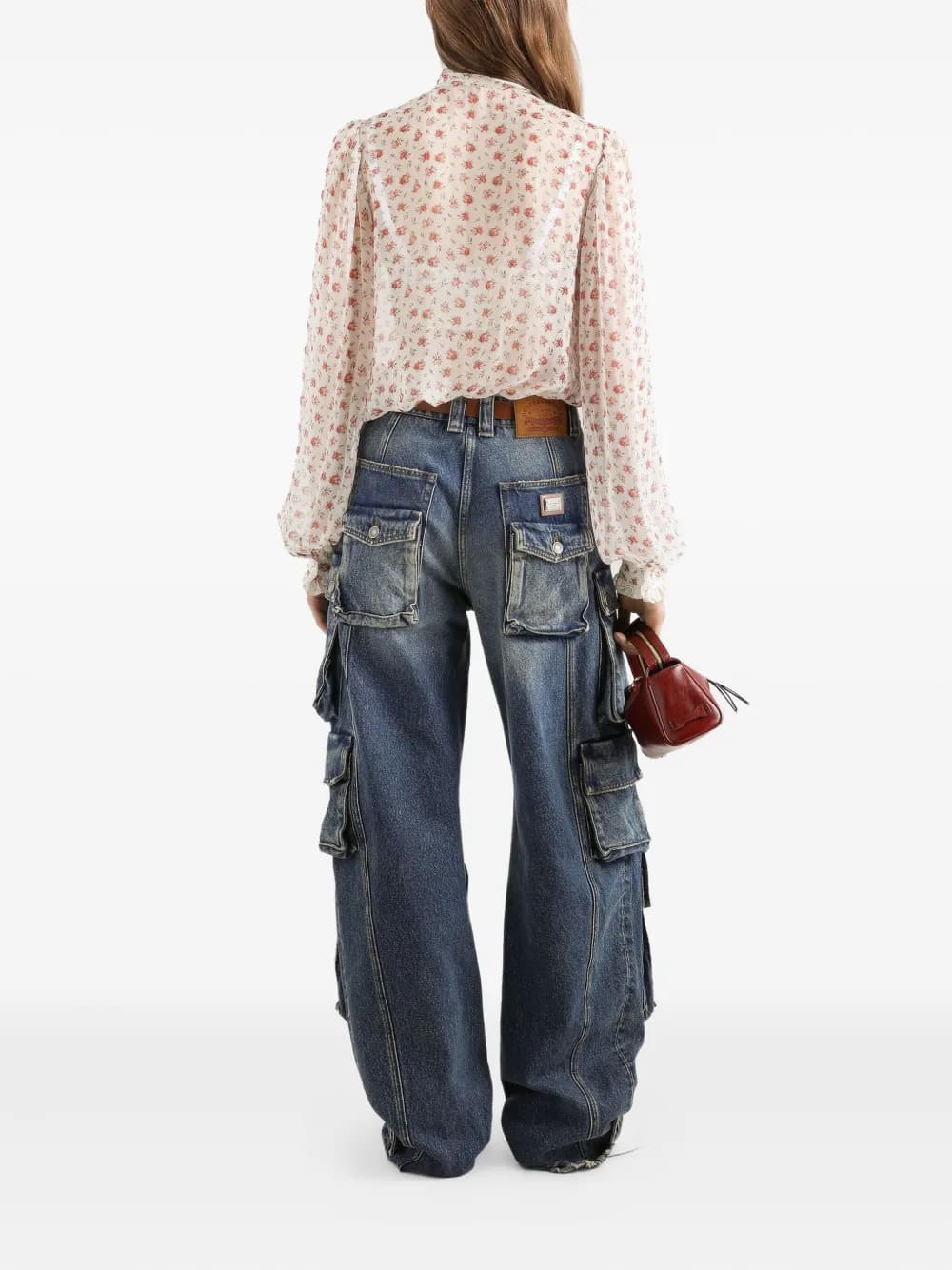 Top in chiffon stampa roselline