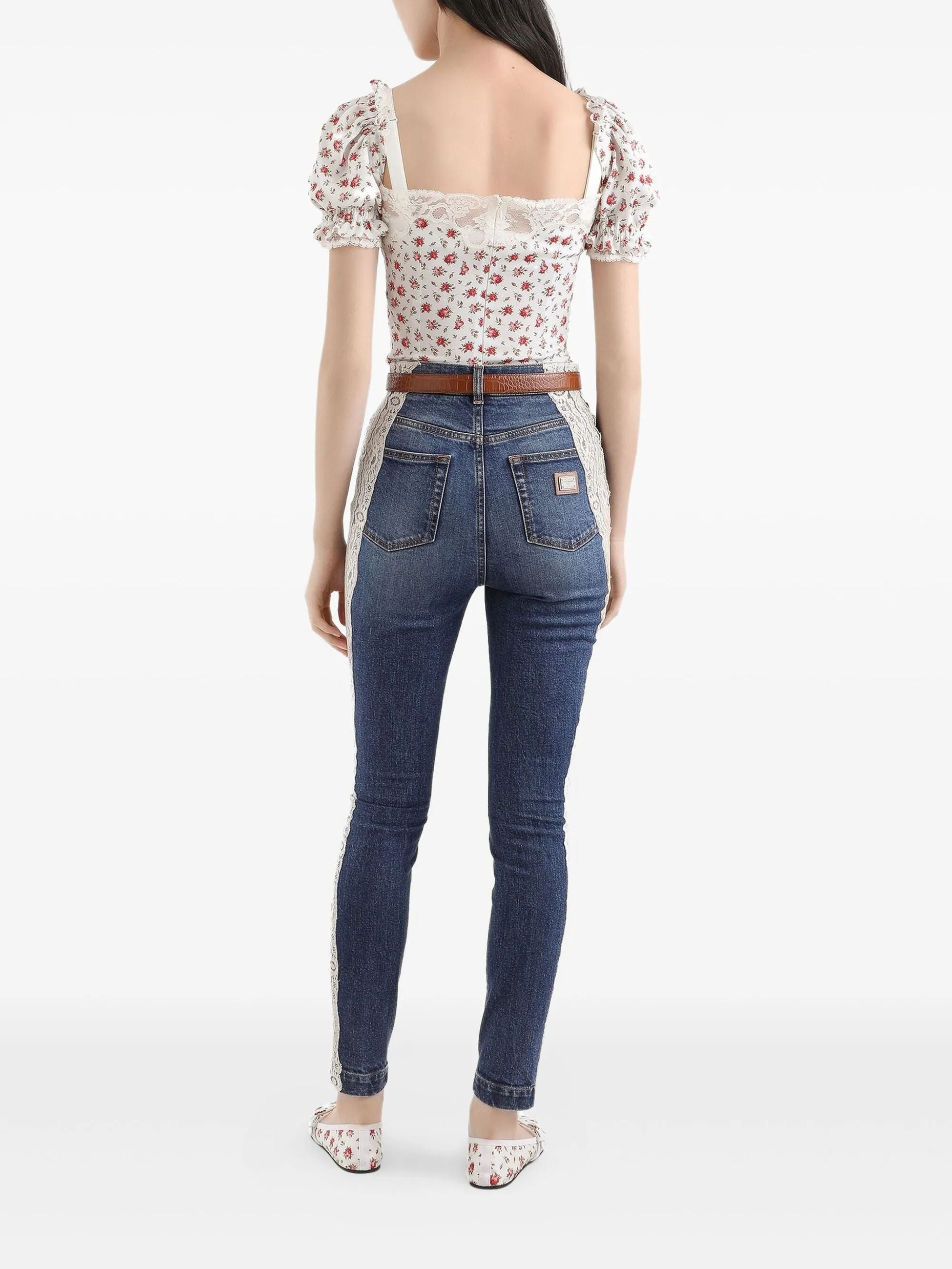 Top in charmeuse stampa roselline