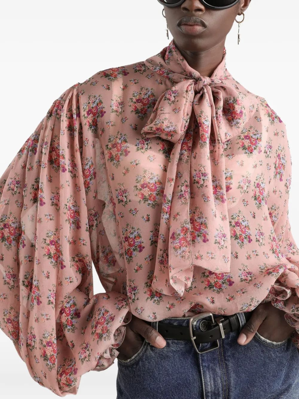 Top in chiffon stampa fiori