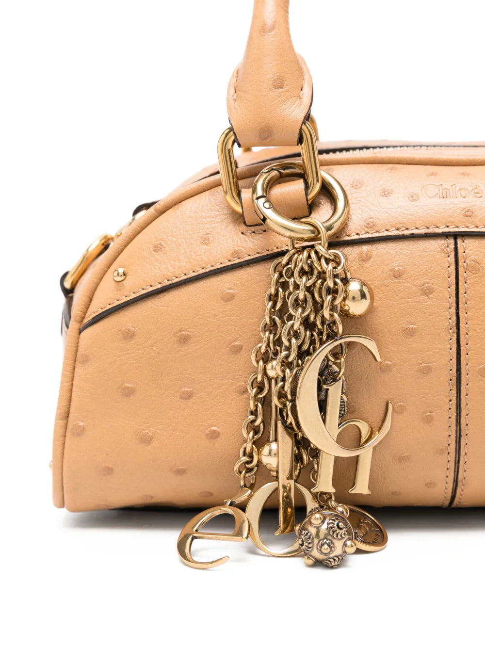 Borsa bowling Chloé piccola in pelle effetto struzzo