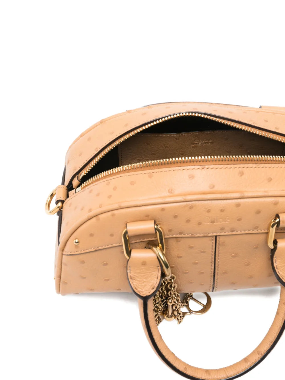 Borsa bowling Chloé piccola in pelle effetto struzzo