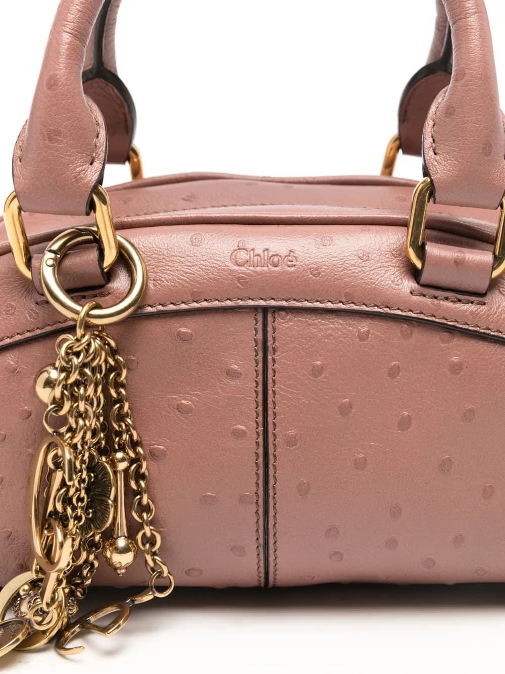 Borsa bowling Chloé piccola in pelle effetto struzzo