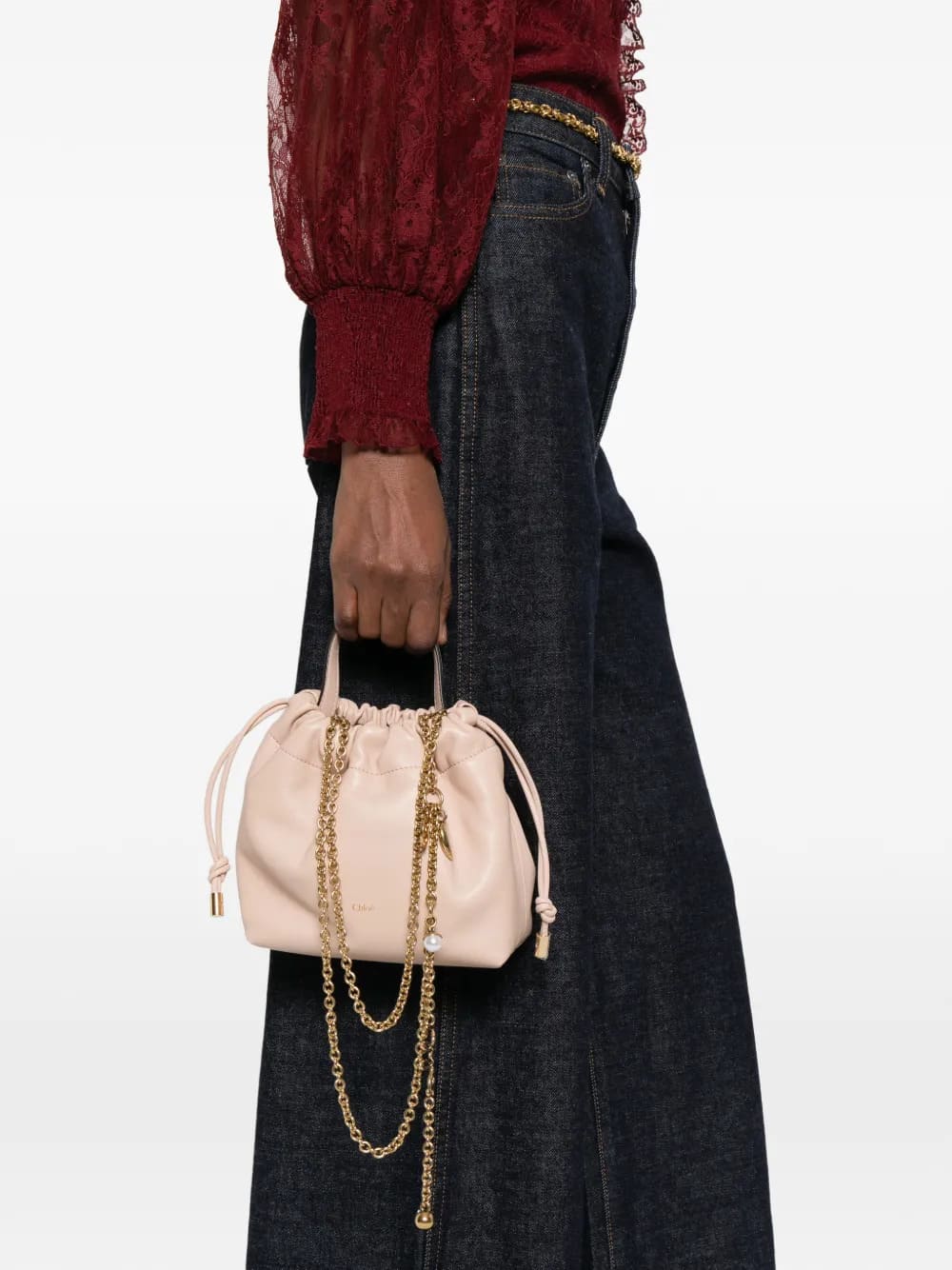 Borsa a spalla mini Chloé Icons con catena in pelle morbida