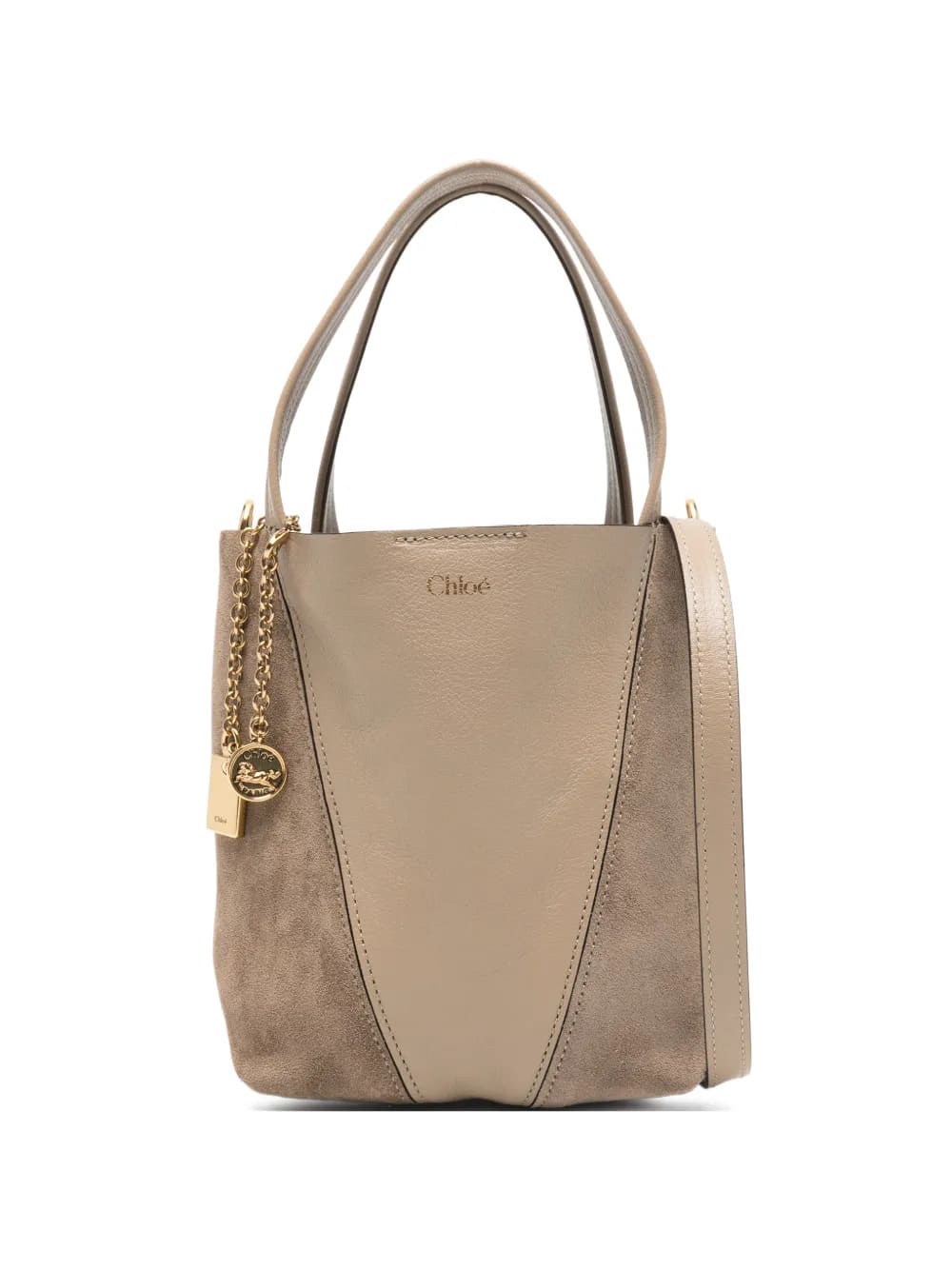 TOTE BAG CHLOÉ SPIN PICCOLA IN PELLE GRANATA E SCAMOSCIATA