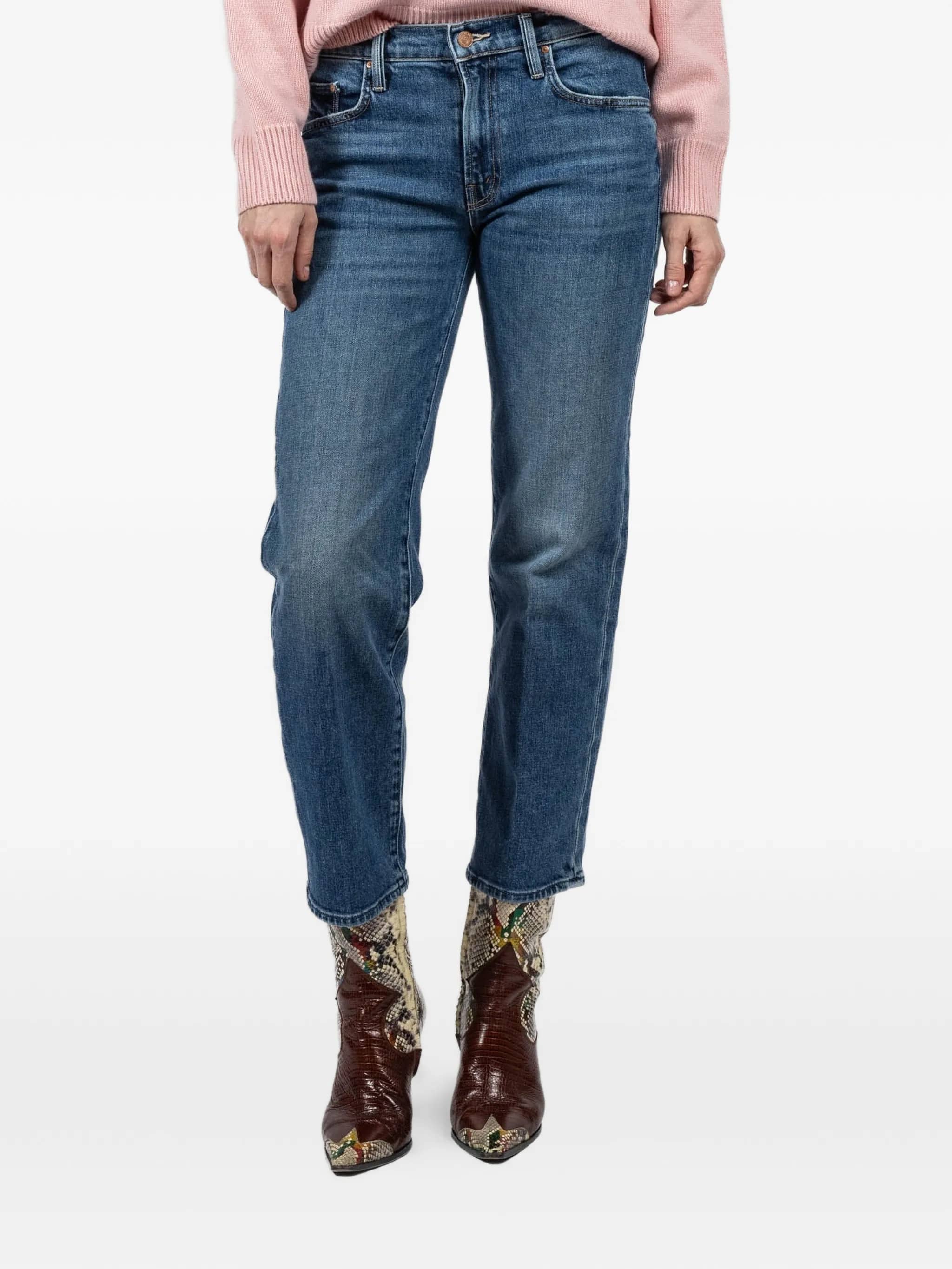 Jeans cropped con chiusura a zip