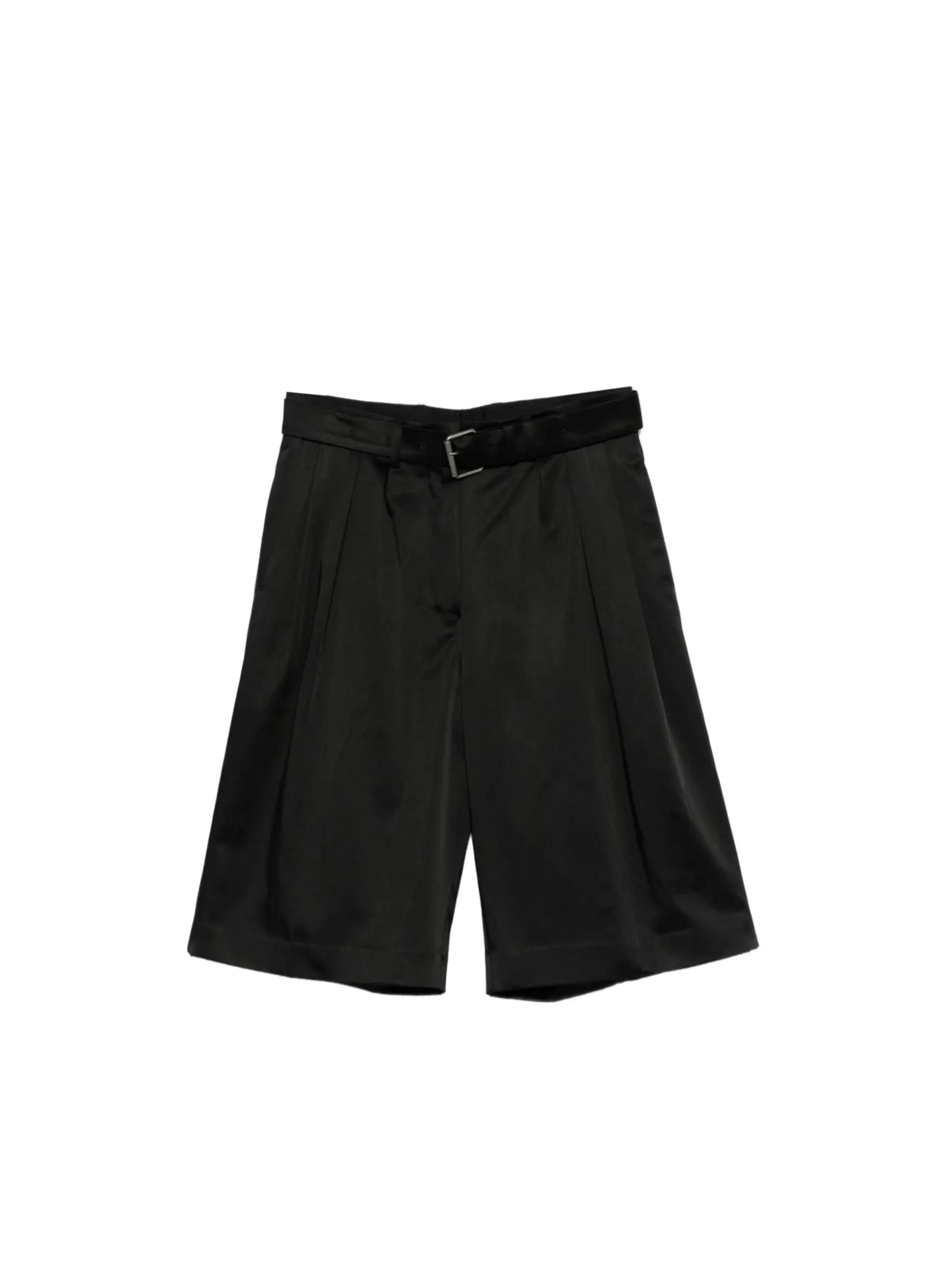Wide-leg belted shorts